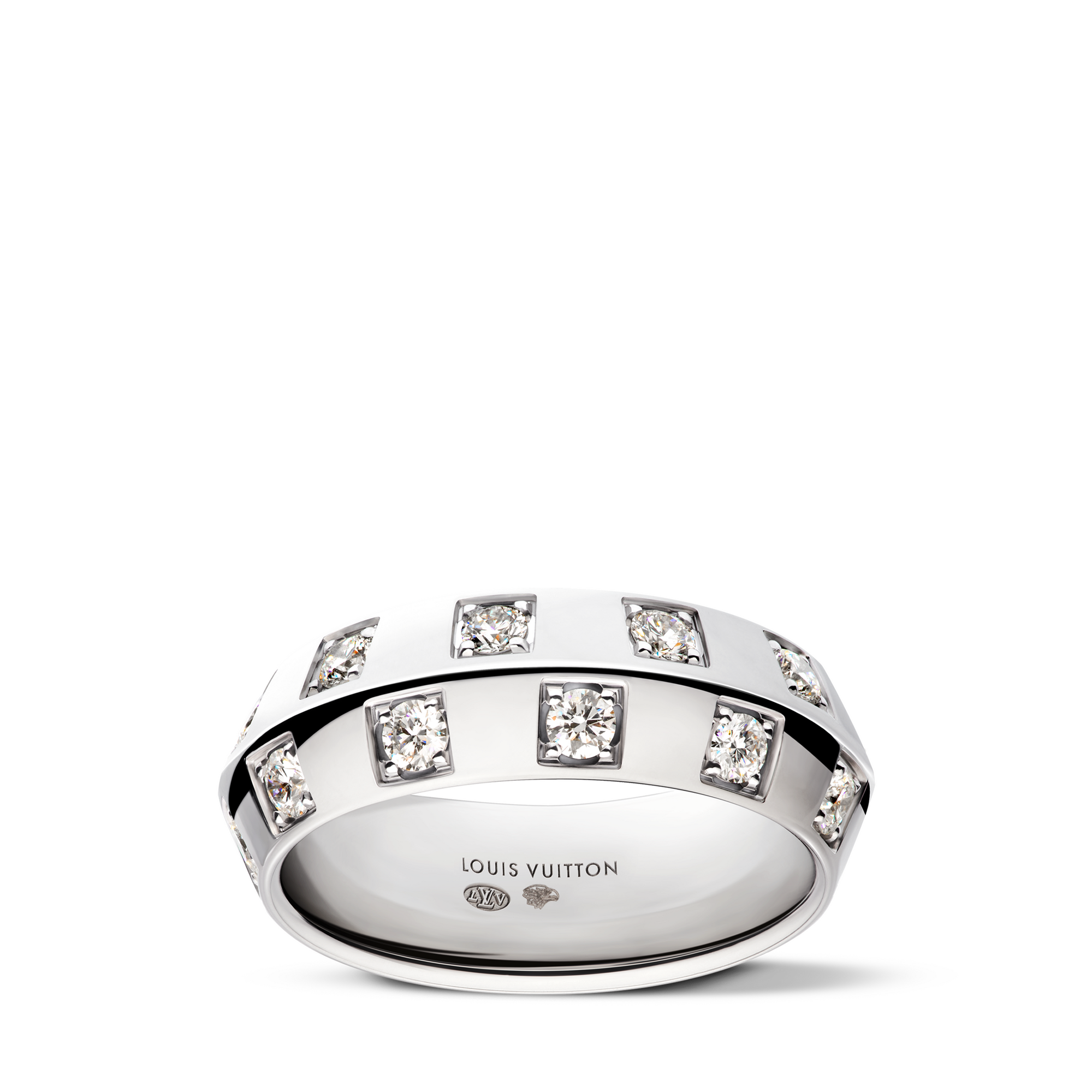 Le Damier de Louis Vuitton Large Ring, White Gold and Diamonds  in Jewelry