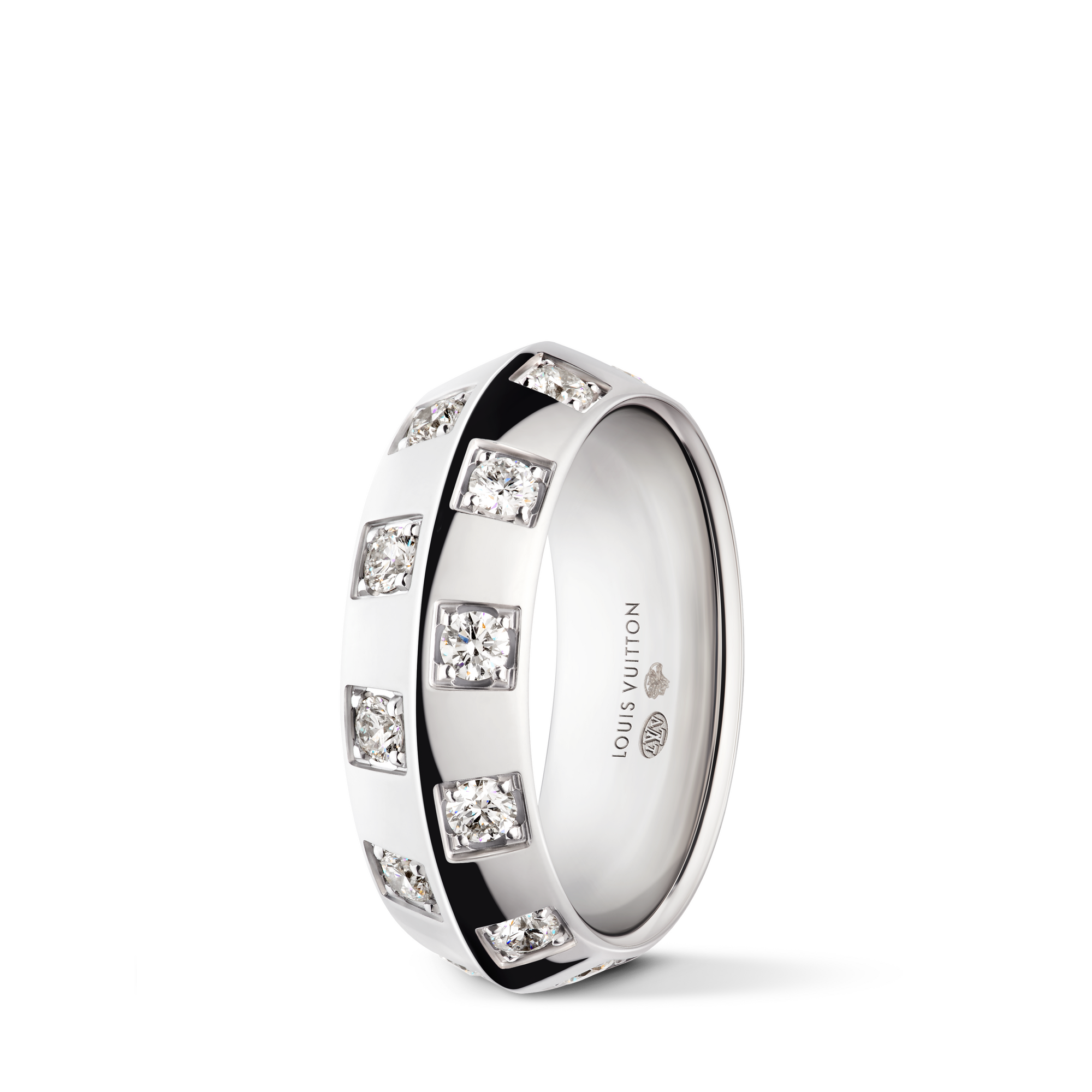 Le Damier de Louis Vuitton Large Ring, White Gold and Diamonds  in Jewelry