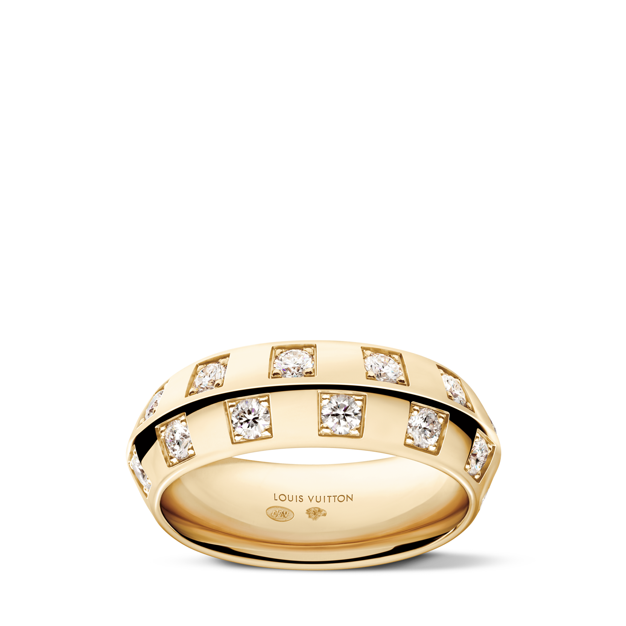 Le Damier de Louis Vuitton Large Ring, Yellow Gold and Diamonds  in Jewelry