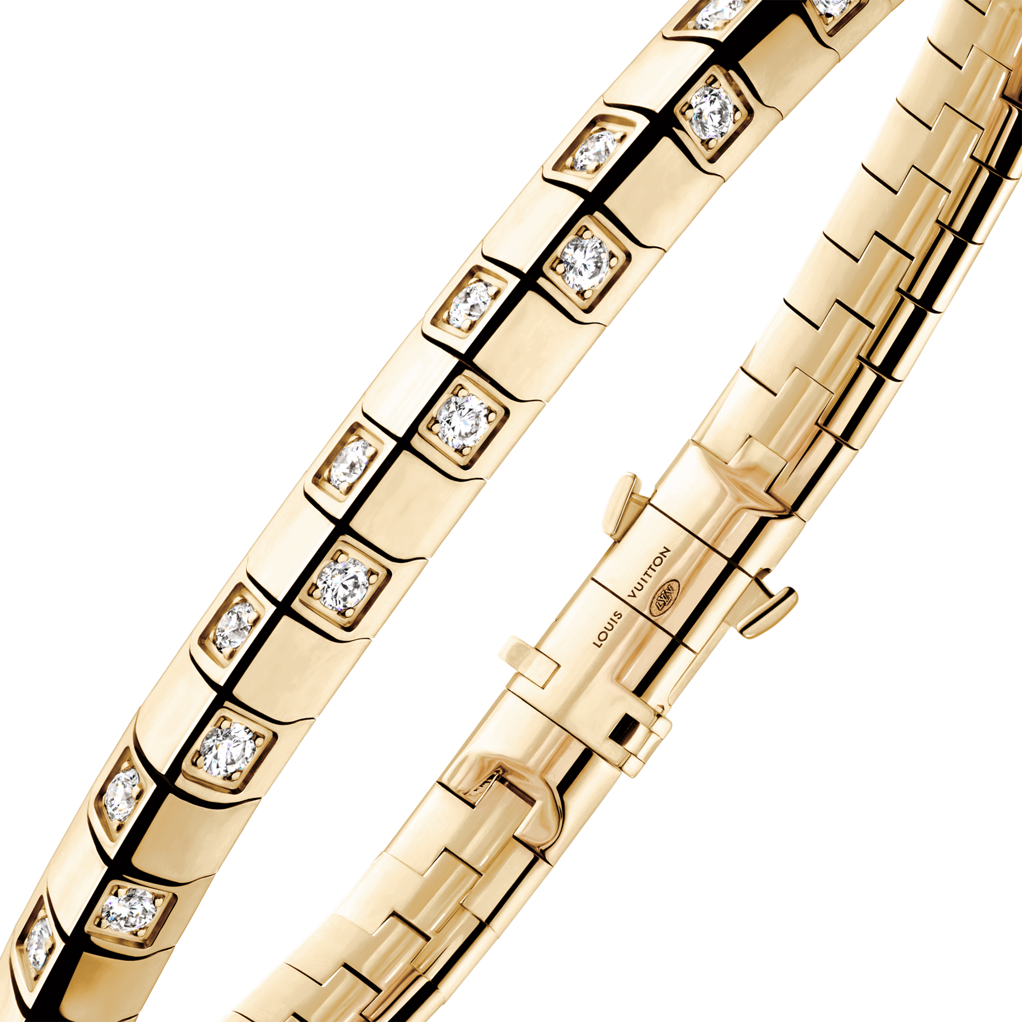 Le Damier de Louis Vuitton Medium Bracelet, Yellow Gold and Diamonds  in Jewelry