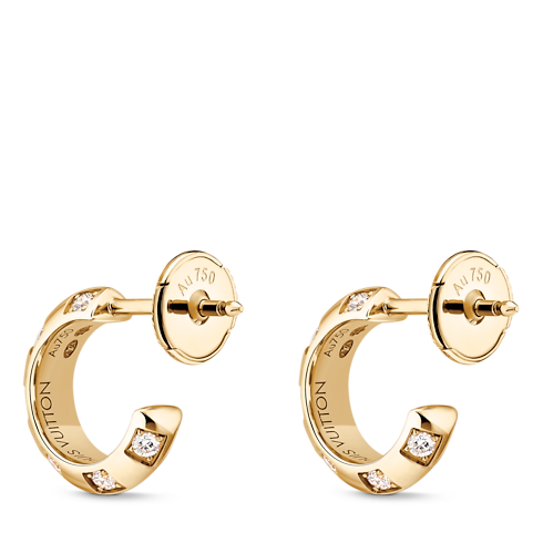 Le Damier de Louis Vuitton Small Hoops, Yellow Gold and Diamonds in Jewelry's Categories Earrings collections by Louis Vuitton (Product zoom)