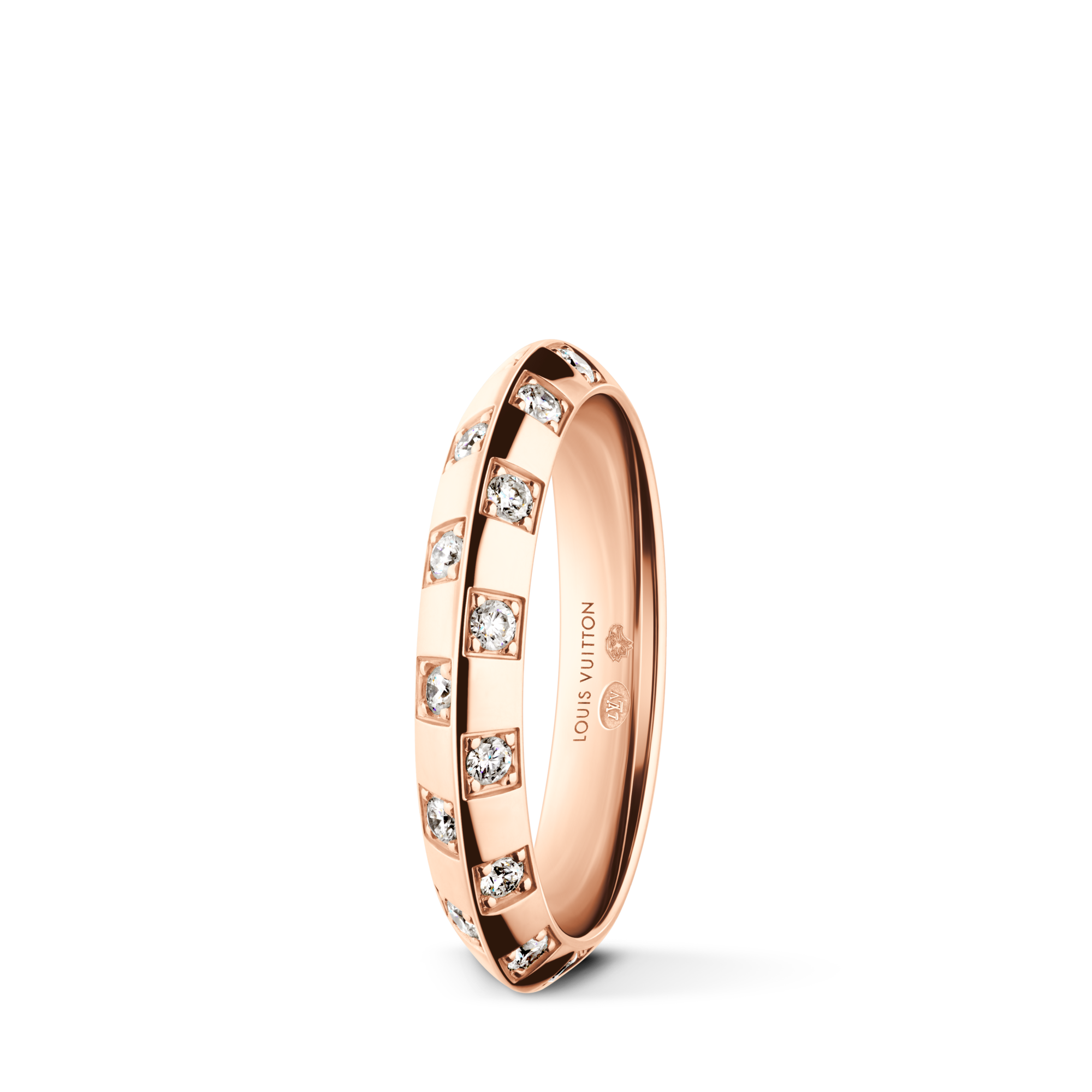 Le Damier de Louis Vuitton Small Ring, Rose Gold and Diamonds  in Les Extraordinaires