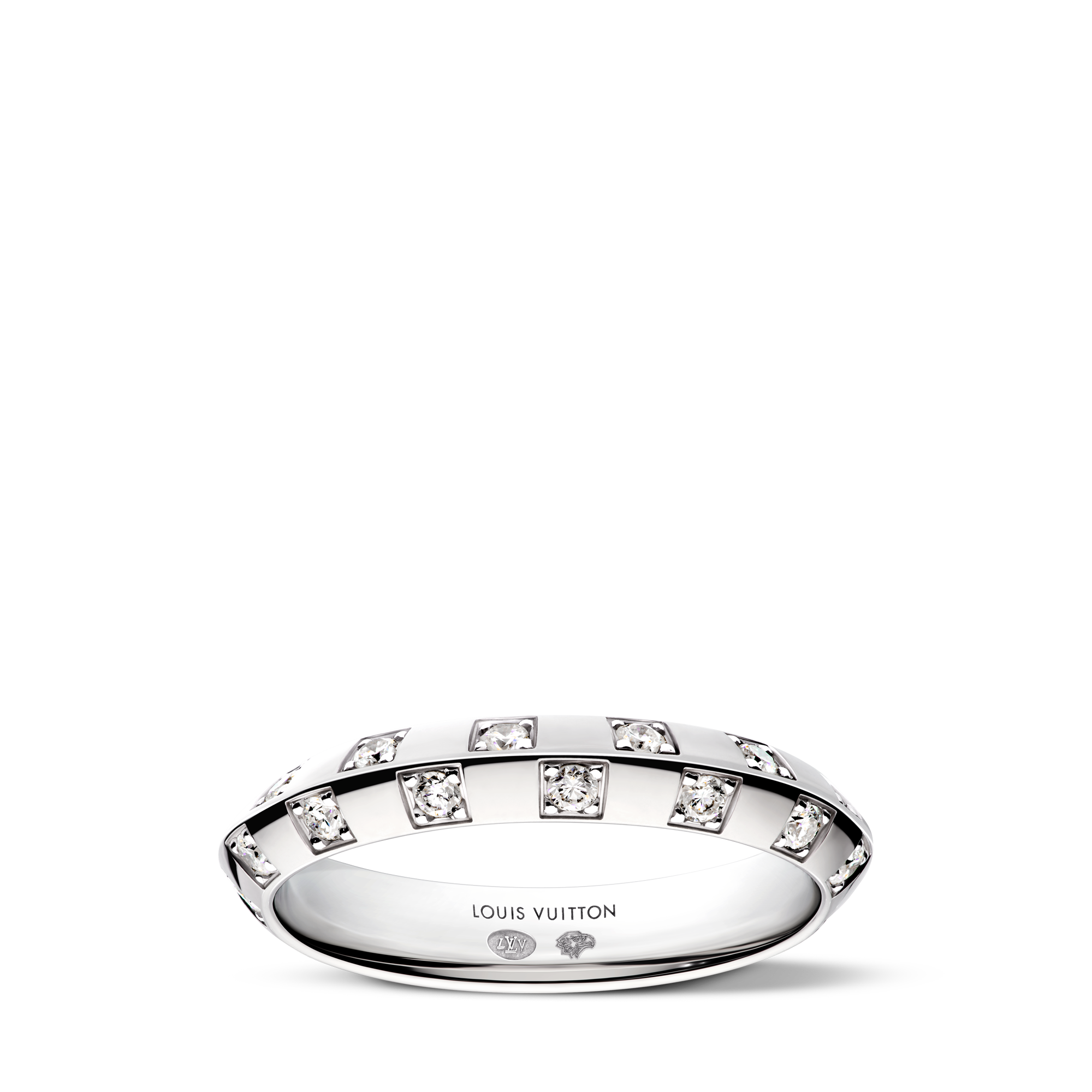 Le Damier de Louis Vuitton Small Ring, White Gold and Diamonds  in Les Extraordinaires