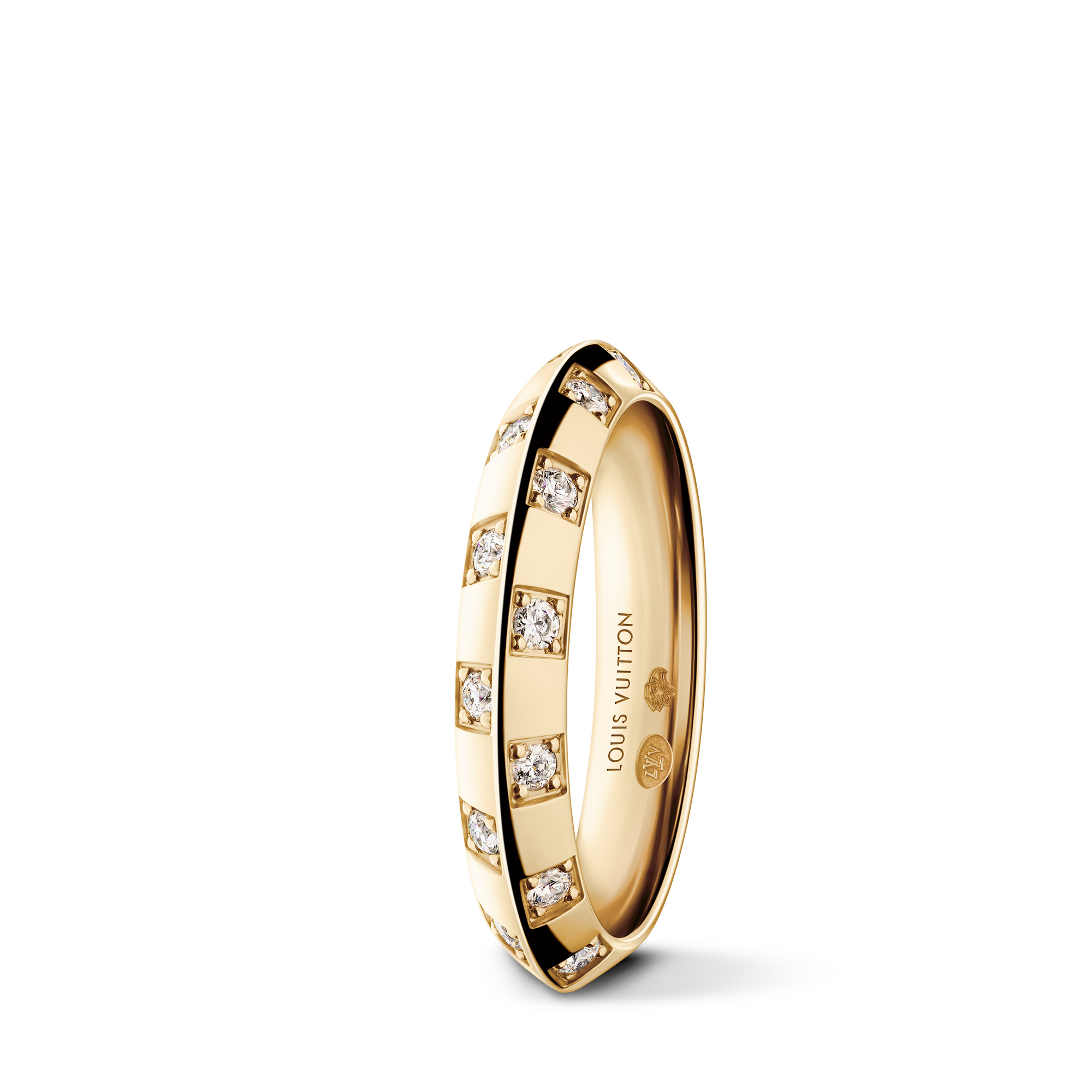 Le Damier de Louis Vuitton Small Ring, Yellow Gold and Diamonds  in Jewelry