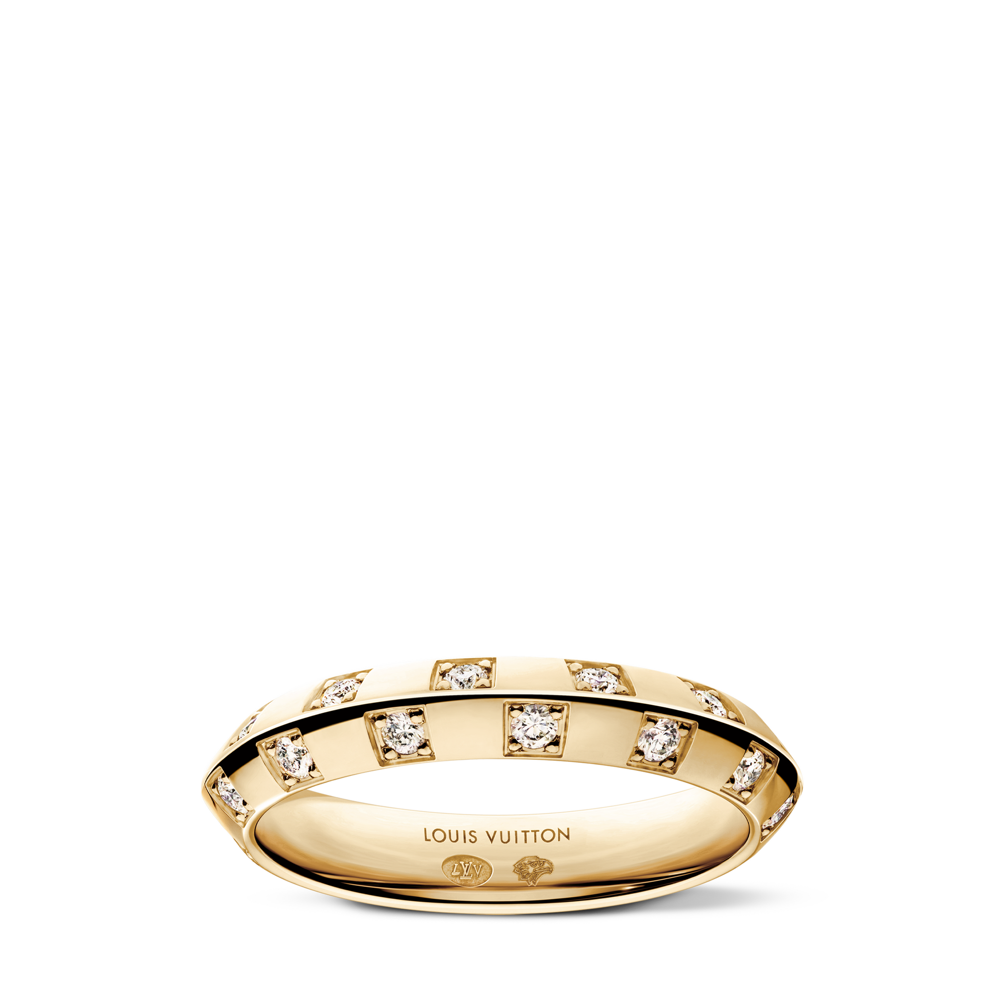 Le Damier de Louis Vuitton Small Ring, Yellow Gold and Diamonds  in Jewelry
