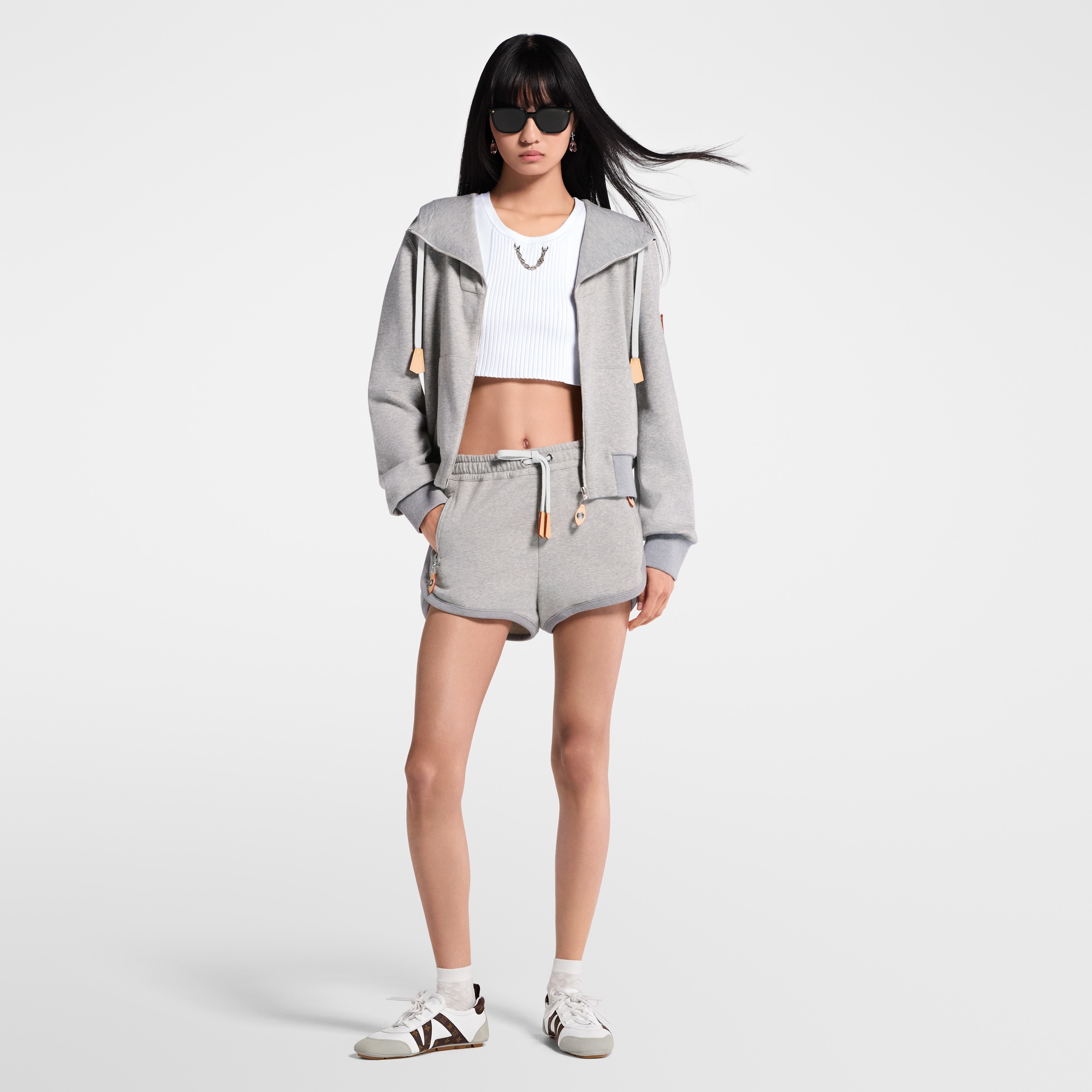 Leather Accent Hoodie  in Women