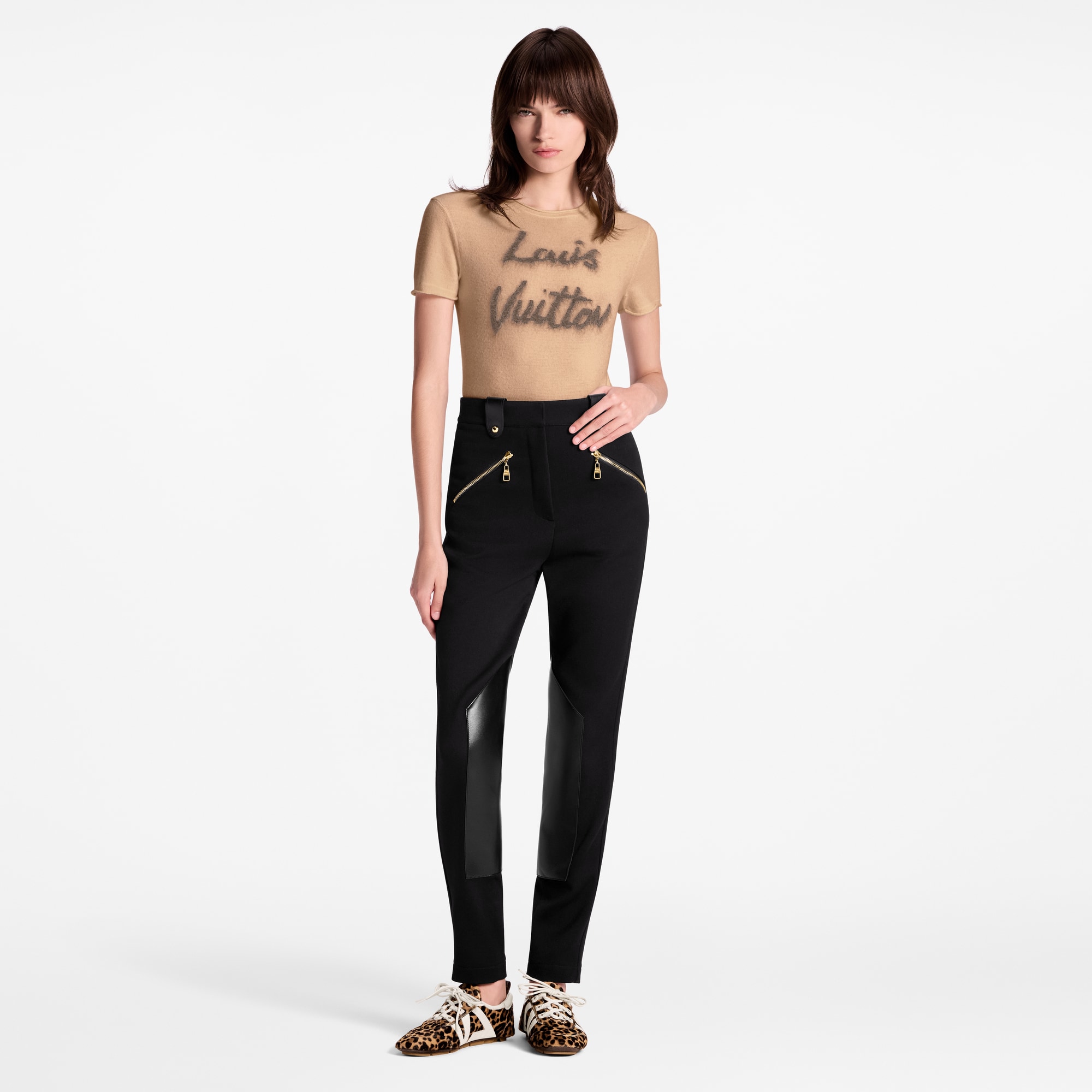 Leather Accent Riding Pants  in Women