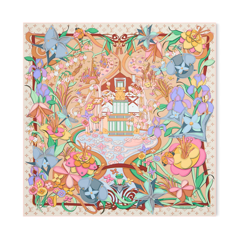 Leather Flowers Square 90 S00 in Women's Accessories Silk Squares and Bandeaus collections by Louis Vuitton (Product zoom)