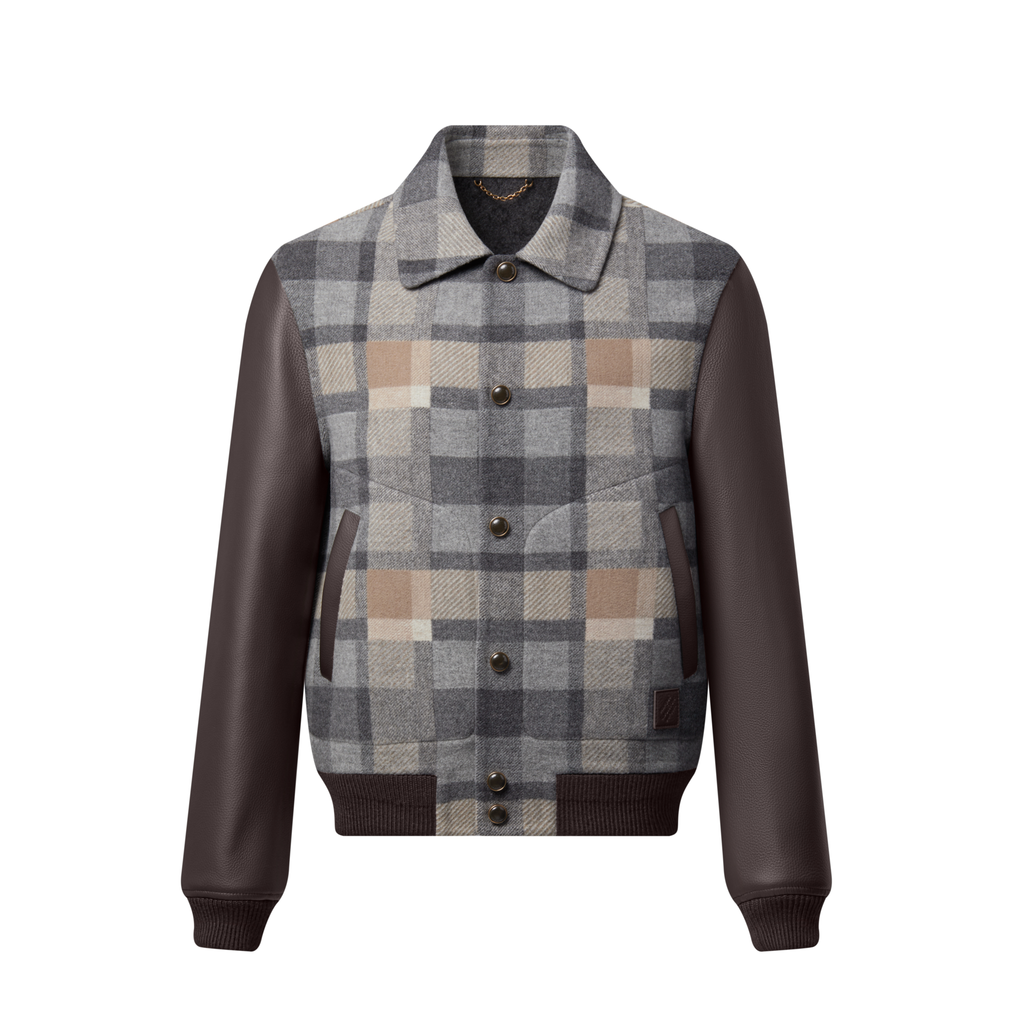 Leather Mix Varsity Jacket  in Men