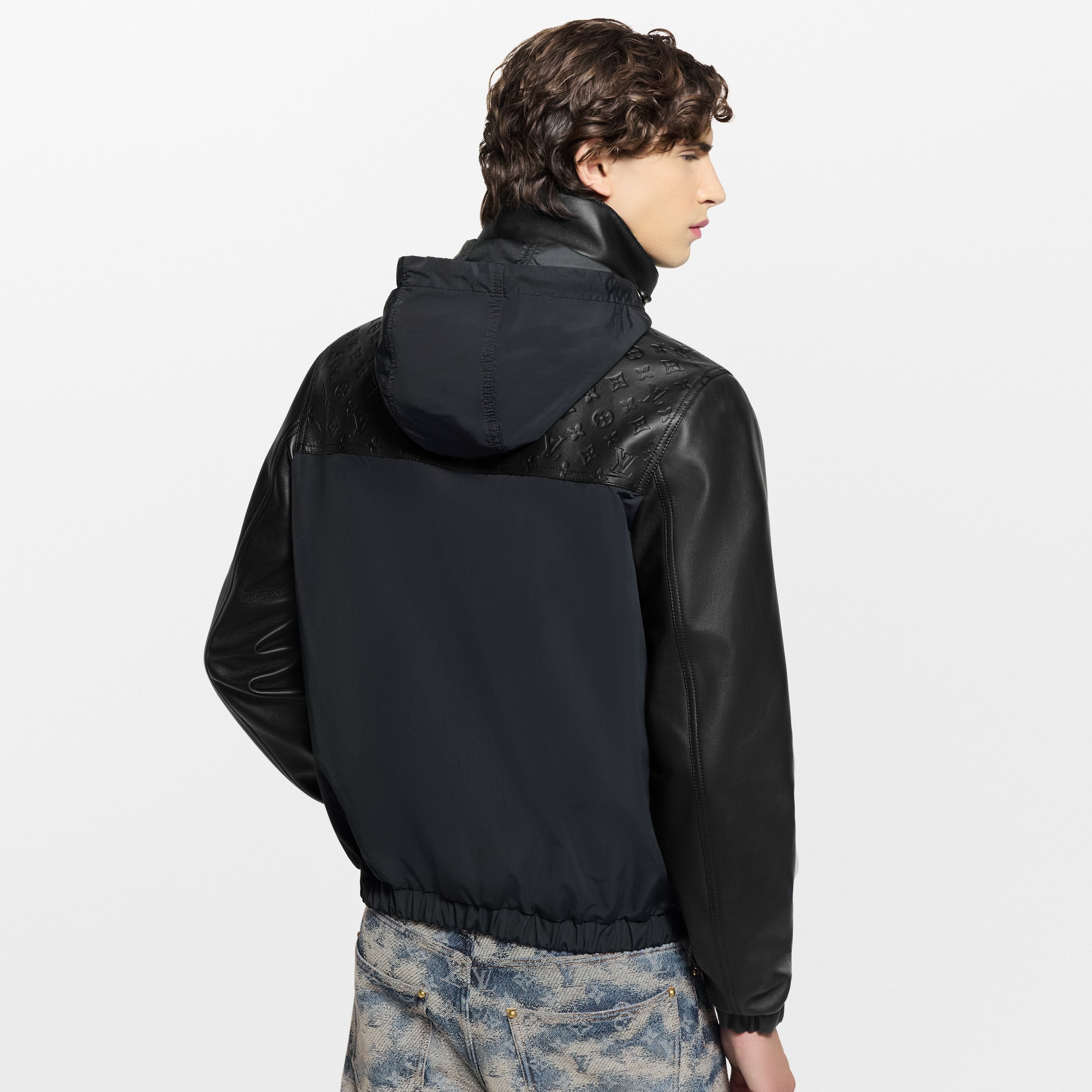 Leather Mix Windbreaker  in Men