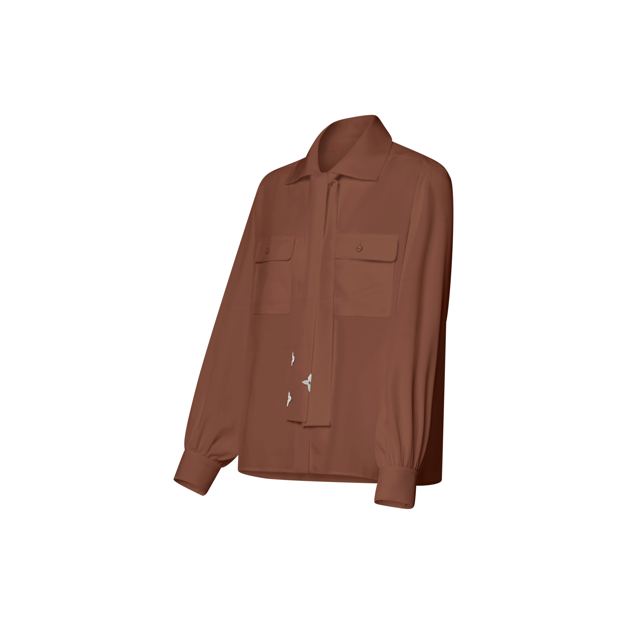 Long-Sleeved  Lavaliere Shirt With Pocket Detail  in Women