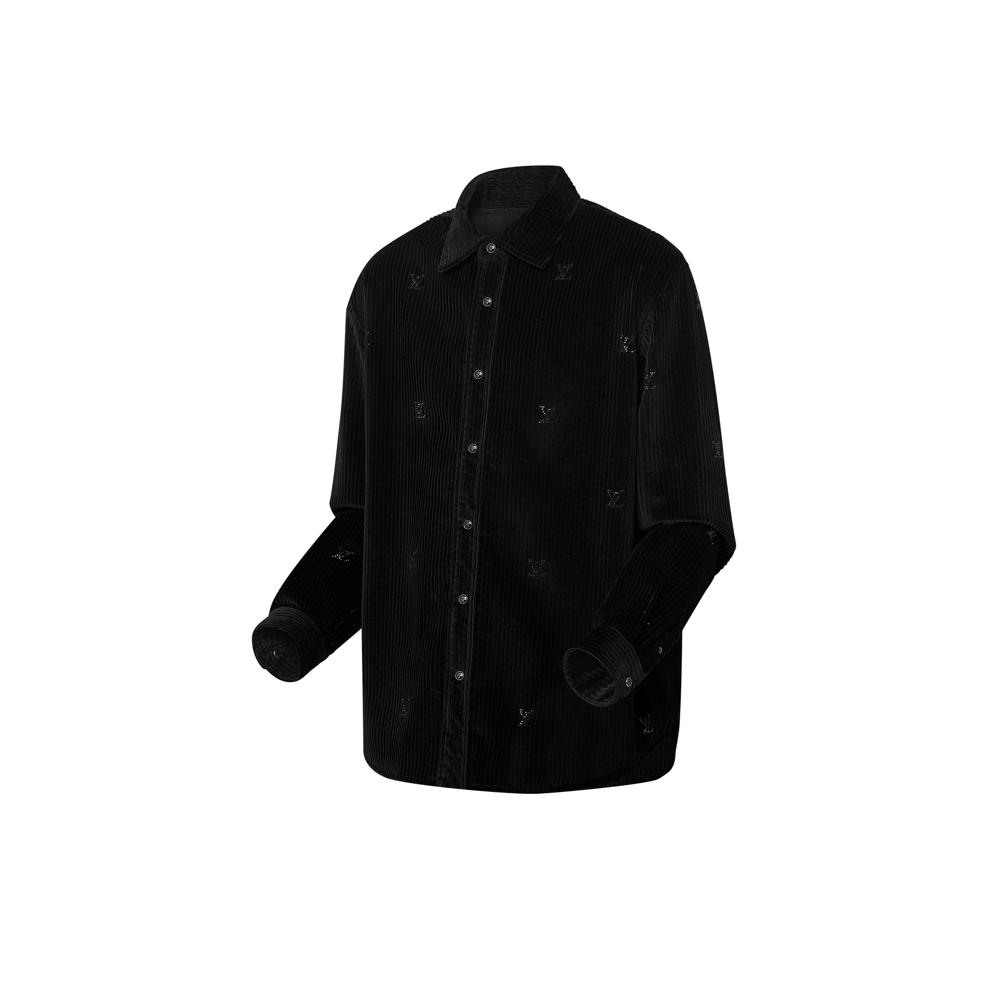 Long-Sleeved LV Blason Embellished Corduroy Shirt  in Men