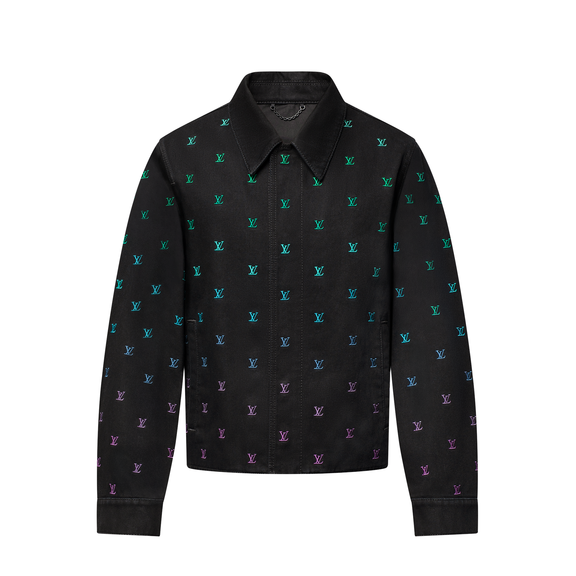 LV Blason Gradient Embroidered Denim Coach Jacket  in Men