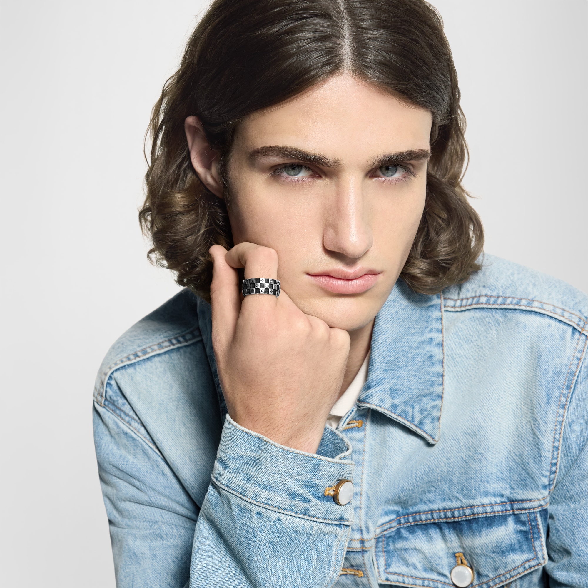 LV Damier Ring S00 in Men