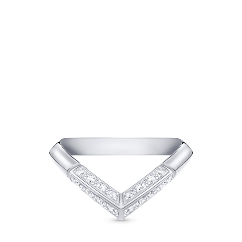 LV Diamonds Pavé V Ring, Platinum in Jewelry's Categories Wedding Bands collections by Louis Vuitton (Product zoom)