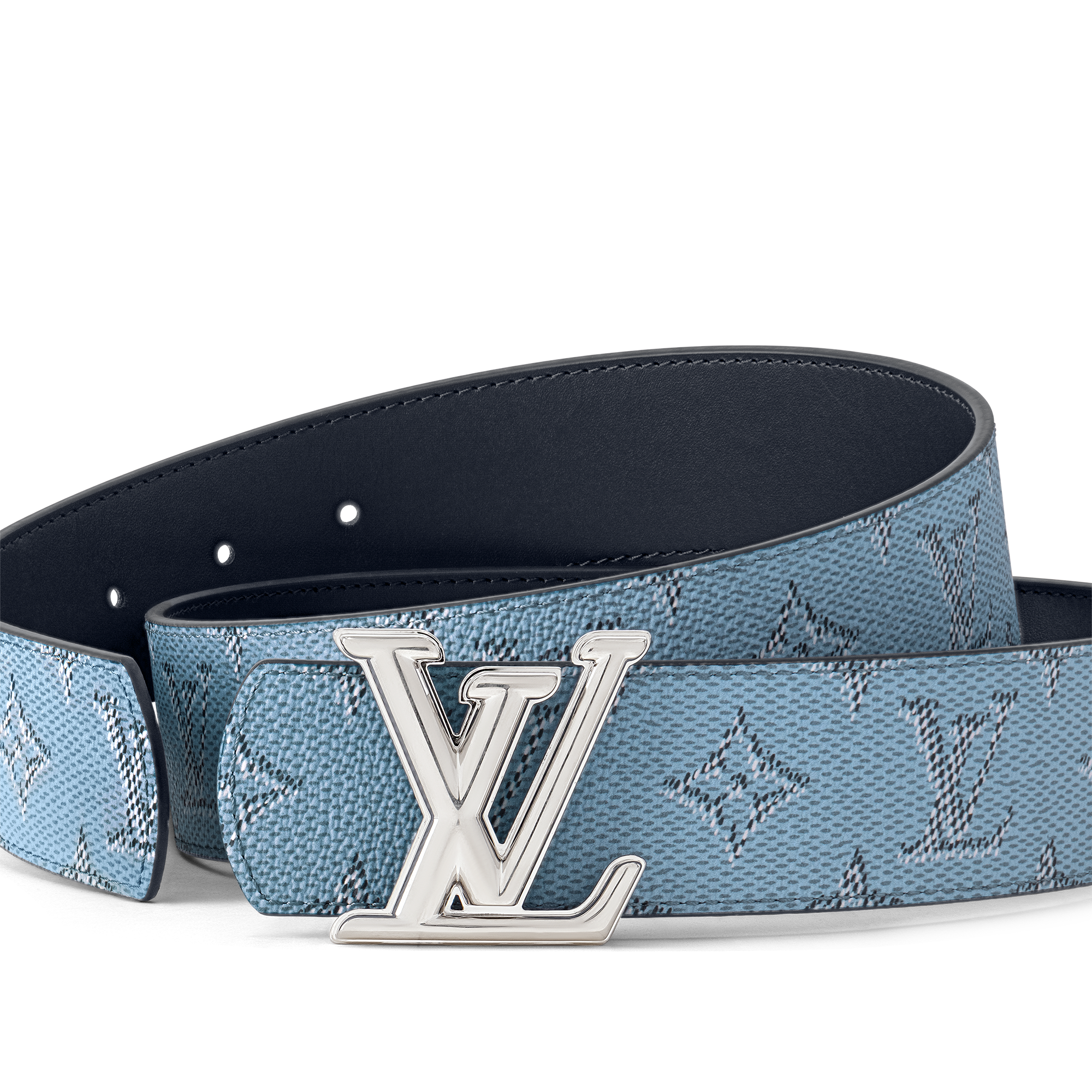 louis vuitton belt blue and white