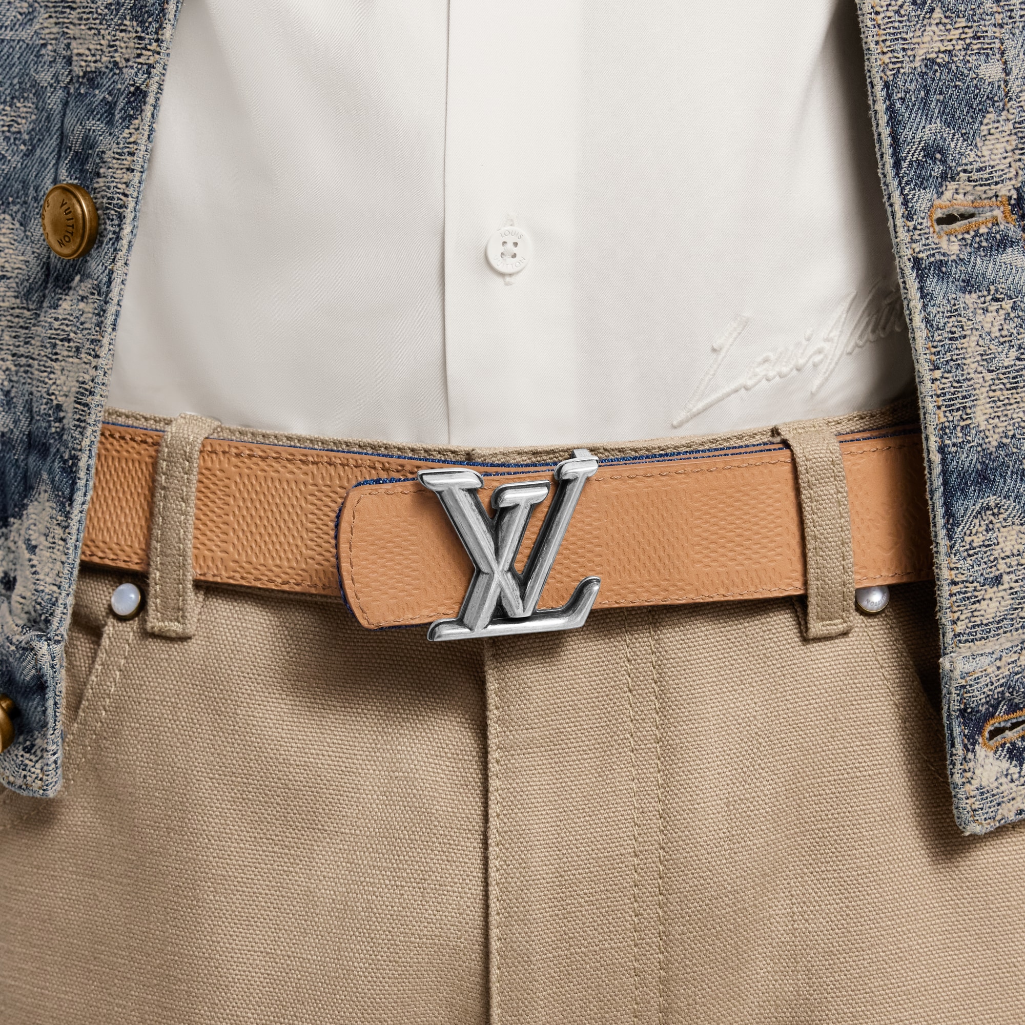 LV Dimension Denim 35mm Reversible Belt  in Men