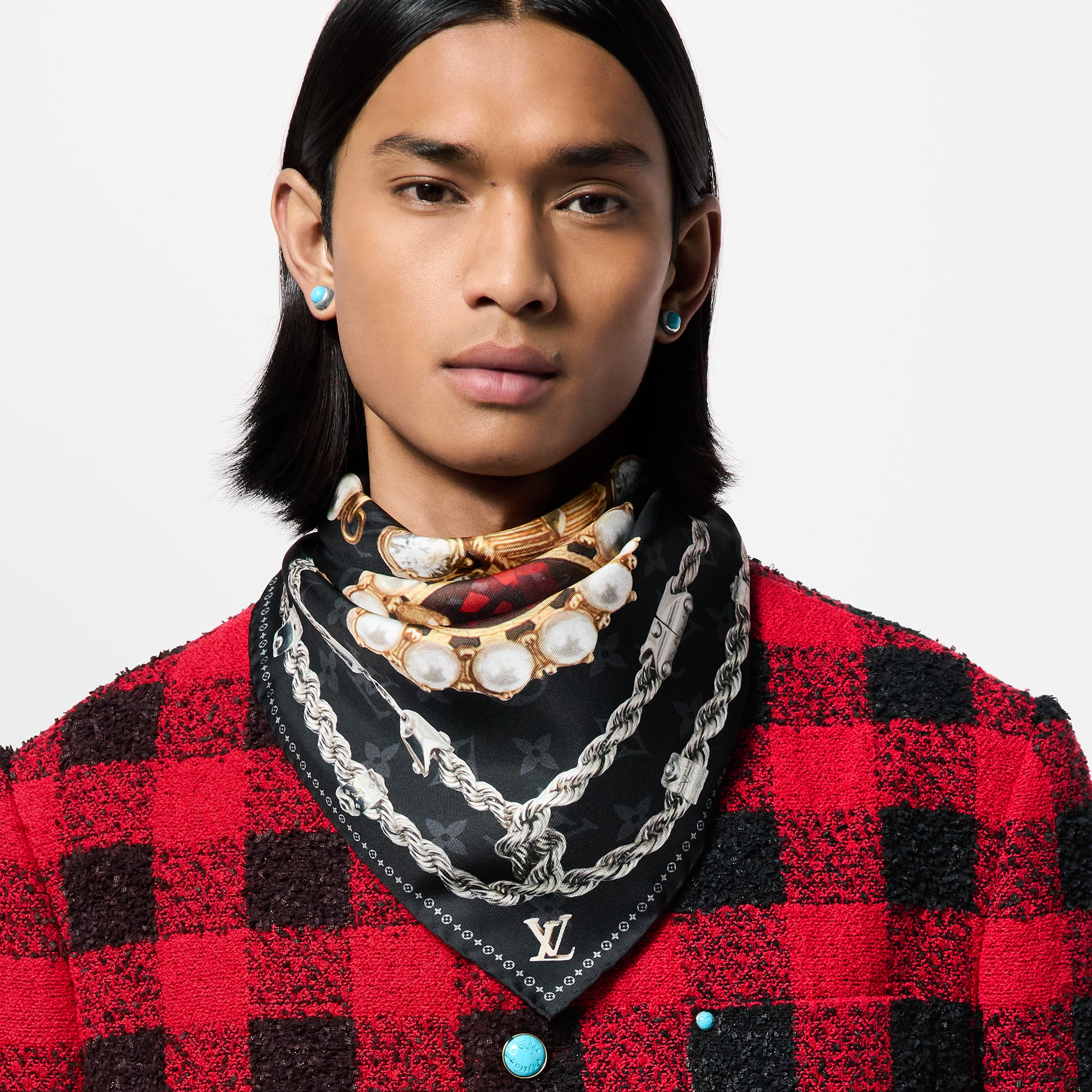 LV Dynasty Brooch Silk Square S00 in Men