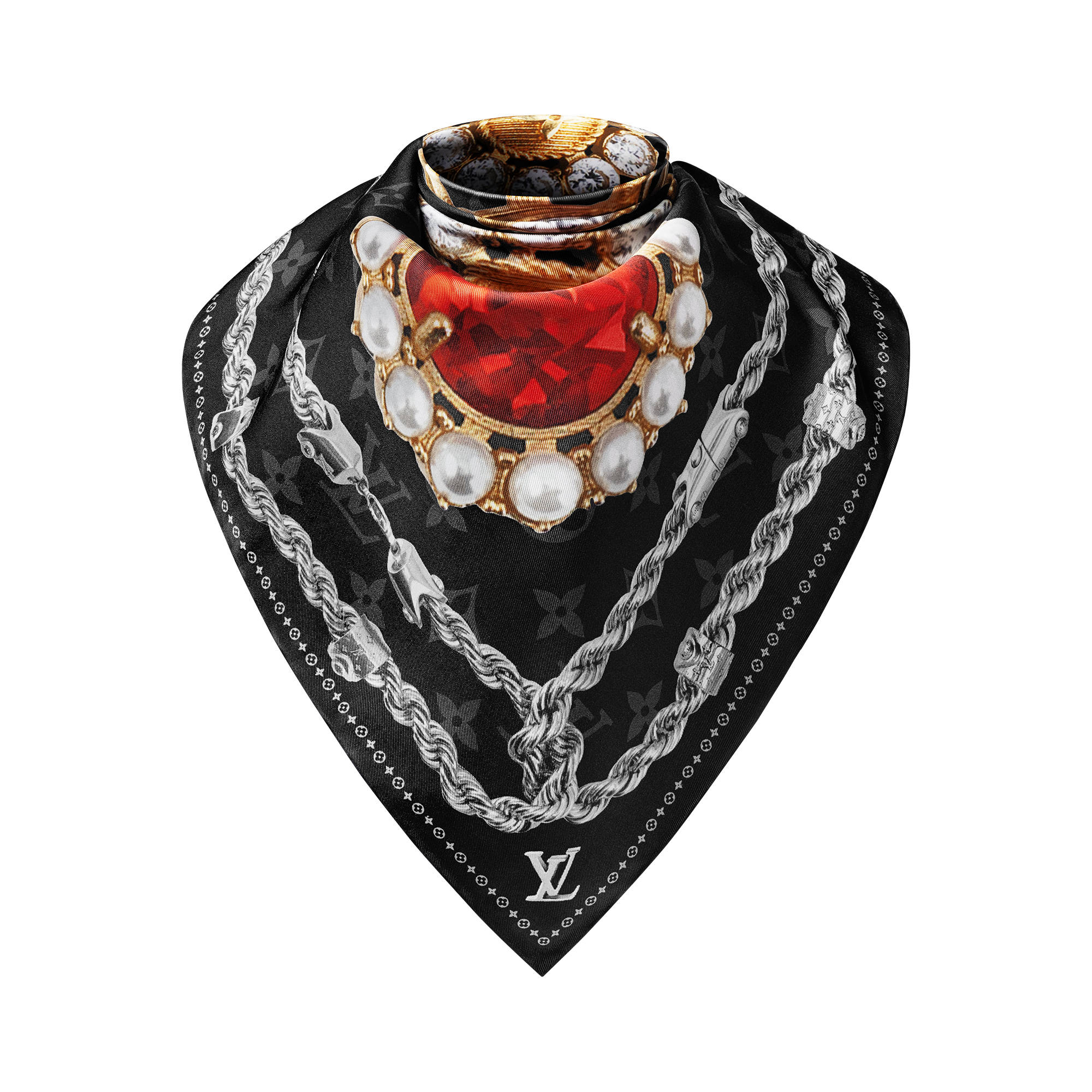 LV Dynasty Brooch Silk Square S00 in Men