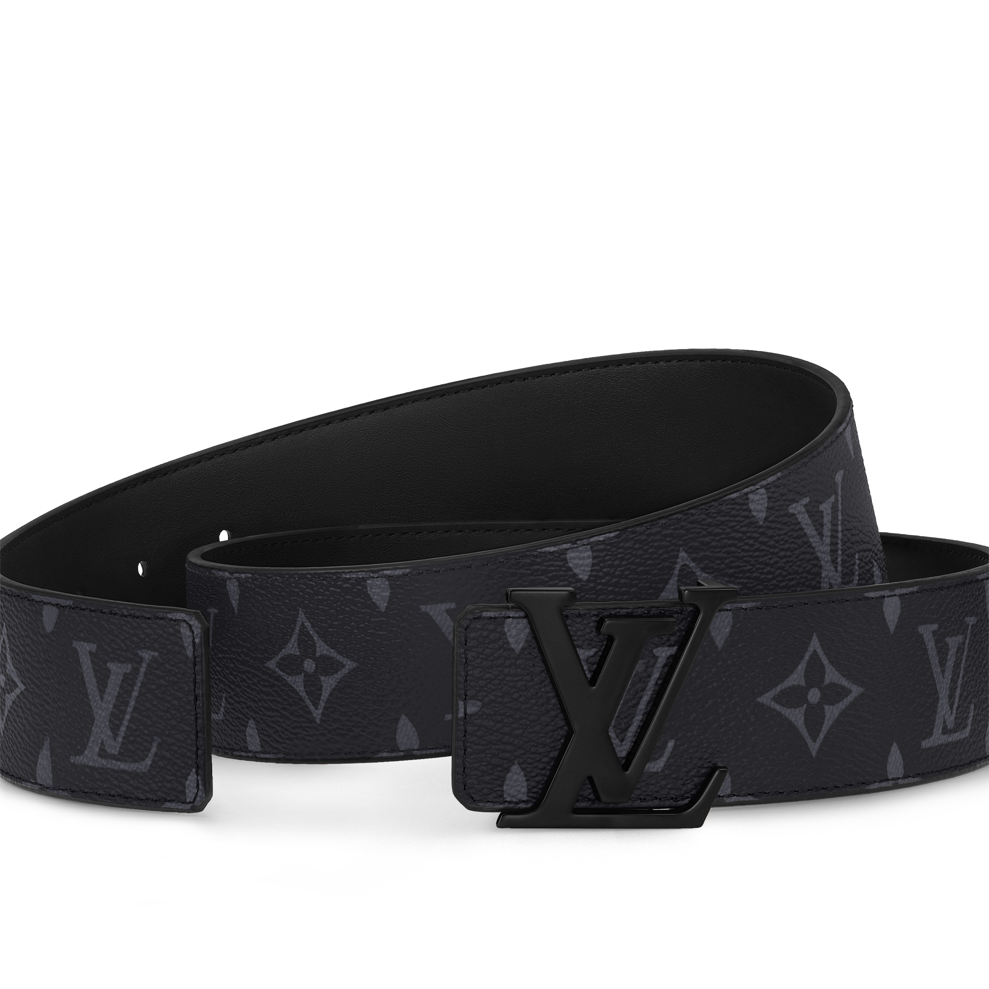 LV Initiales 40mm Matte Black Belt Monogram Eclipse Canvas 
