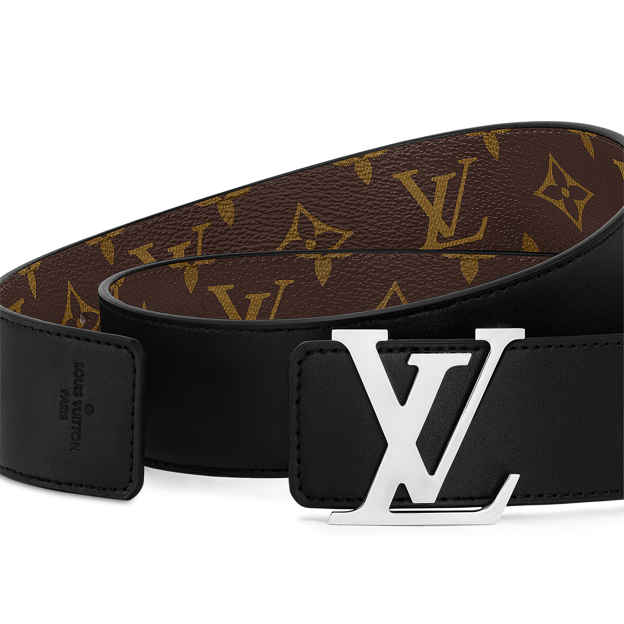 LV Initiales 40mm Reversible Monogram Macassar Canvas in Men