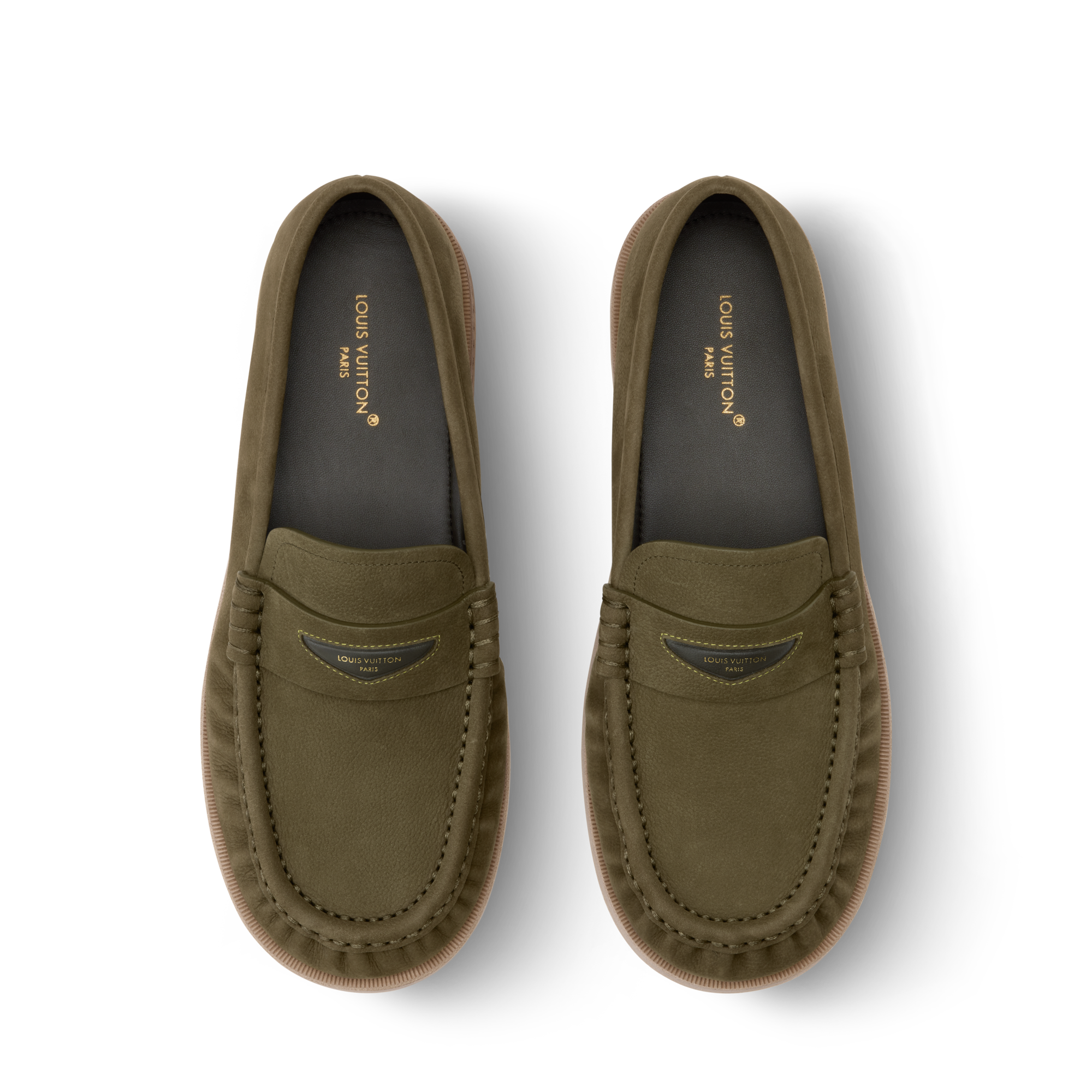 Louis Vuitton Green Suede Loafers with Gold LV Horsebit Green Loafers and Moccasins Shoes | LOUIS VUITTON main image 2