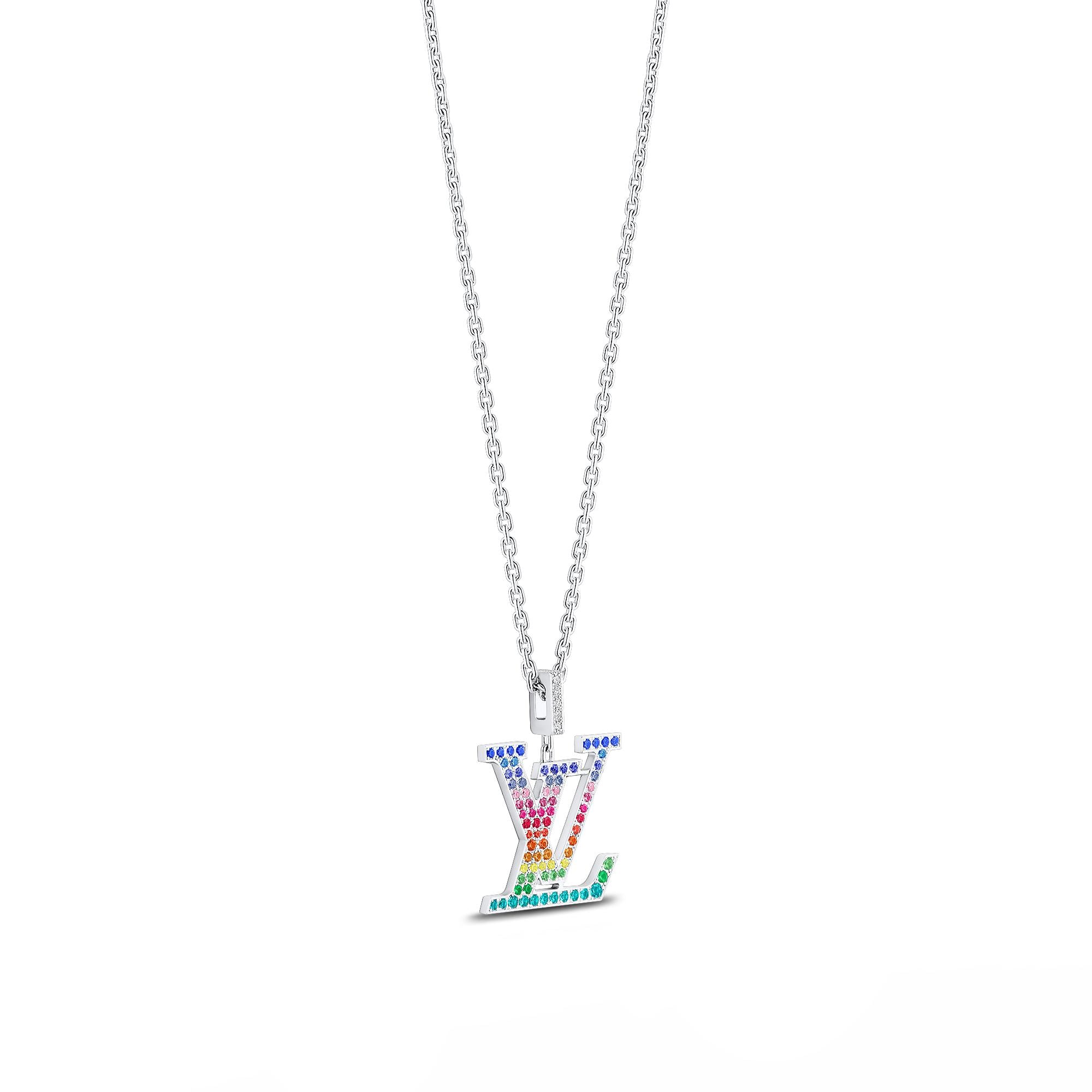 LV Large Pendant, White Gold & Rainbow Gemstones  in Jewelry
