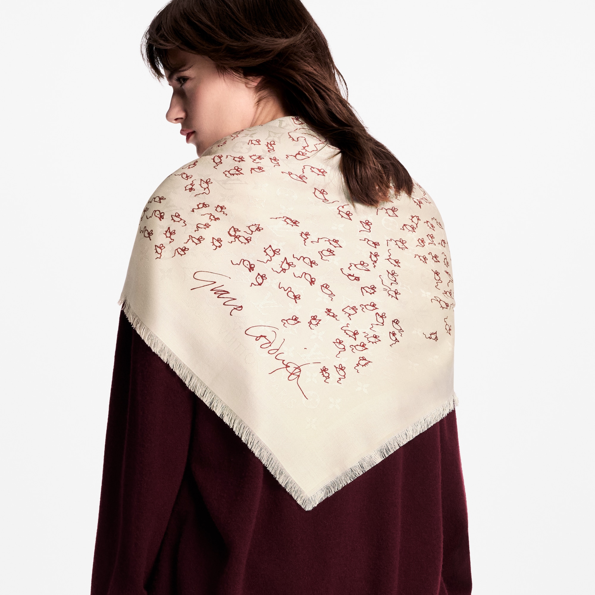LV Mice Monogram Classique Shawl S00 in Women