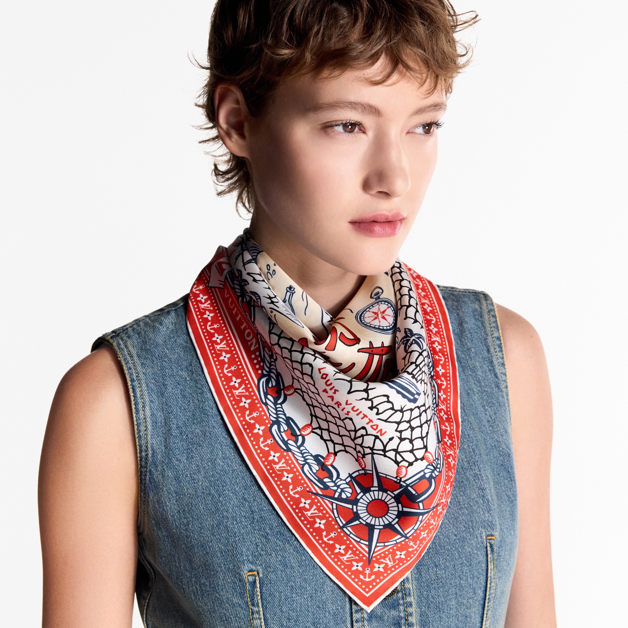 LV Ocean Treasure Map Square 70 S00 in Women