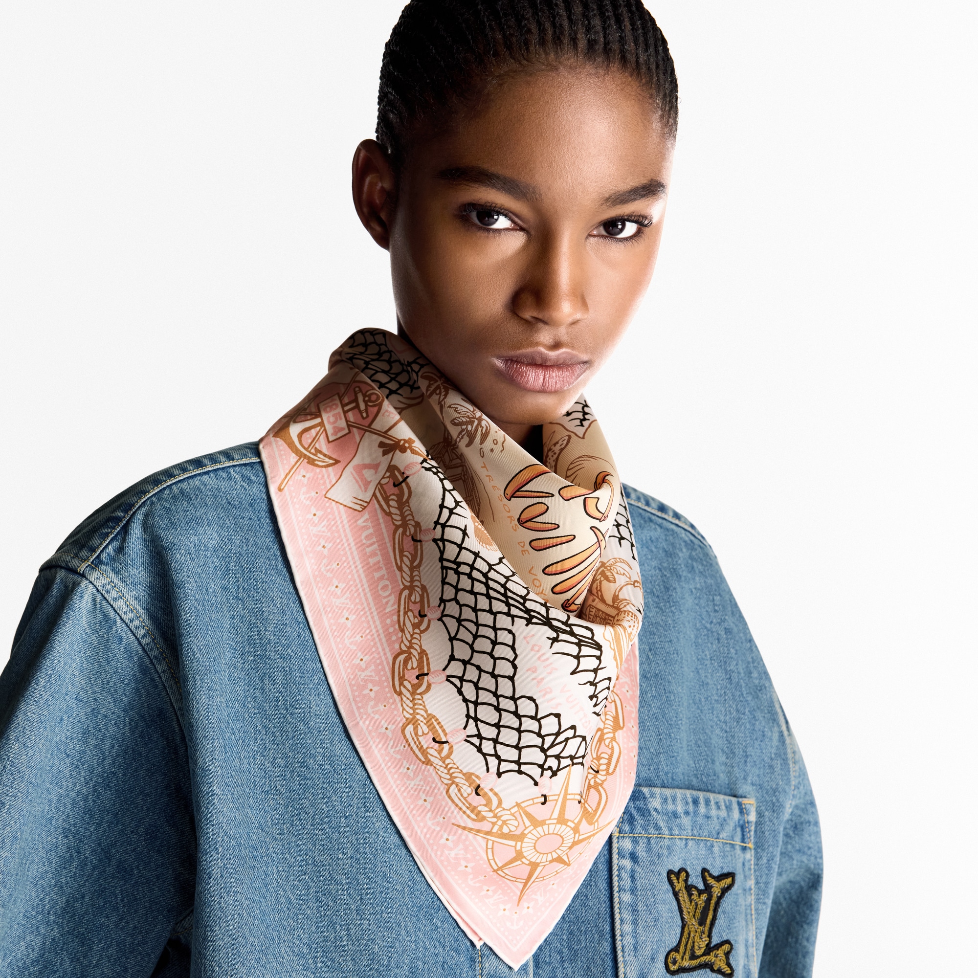 LV Ocean Treasure Map Square 70 S00 in Women