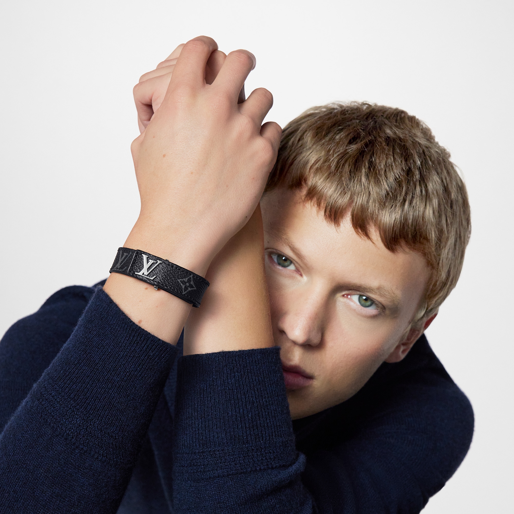 LV Slim Bracelet Monogram Eclipse Canvas in Men