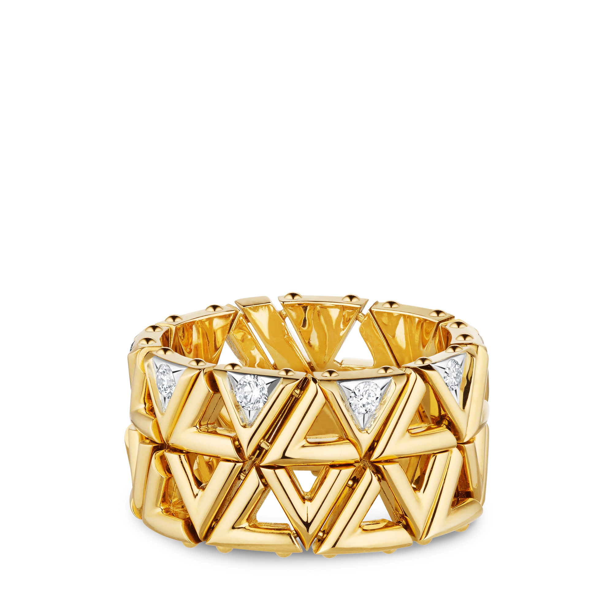 LV Volt Mesh Ring, Yellow Gold And Diamonds  in Jewelry