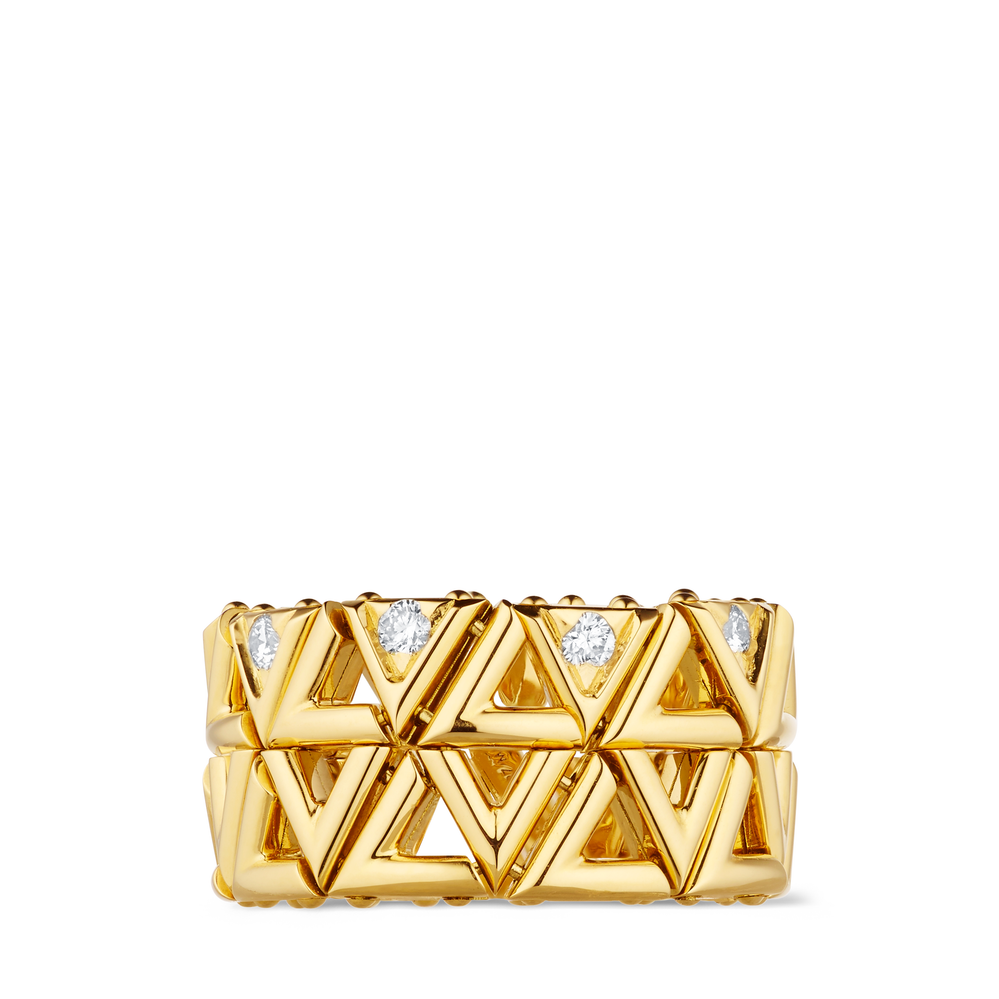 LV Volt Mesh Ring, Yellow Gold And Diamonds  in Jewelry