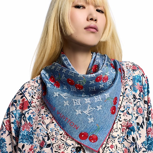 LV x TM Denim Cerise Square 90 S00 in Women's Accessories Silk Squares and Bandeaus collections by Louis Vuitton (Product zoom)