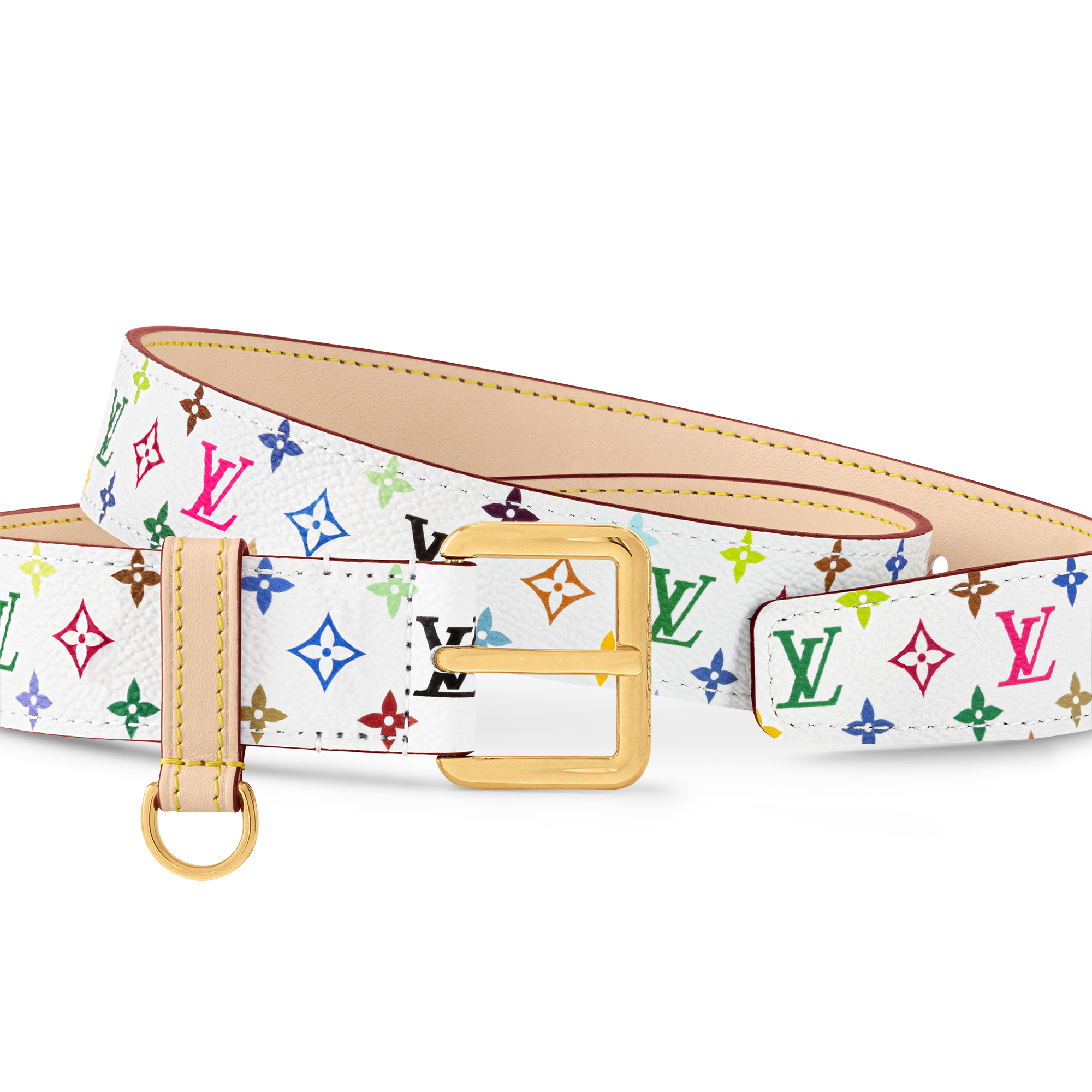 NIB Louis Vuitton x Murakami D-Ring Multicolor Monogram Belt LV x TM Murakami Small Flowergram Reversible Vuitton Belt  main image 2