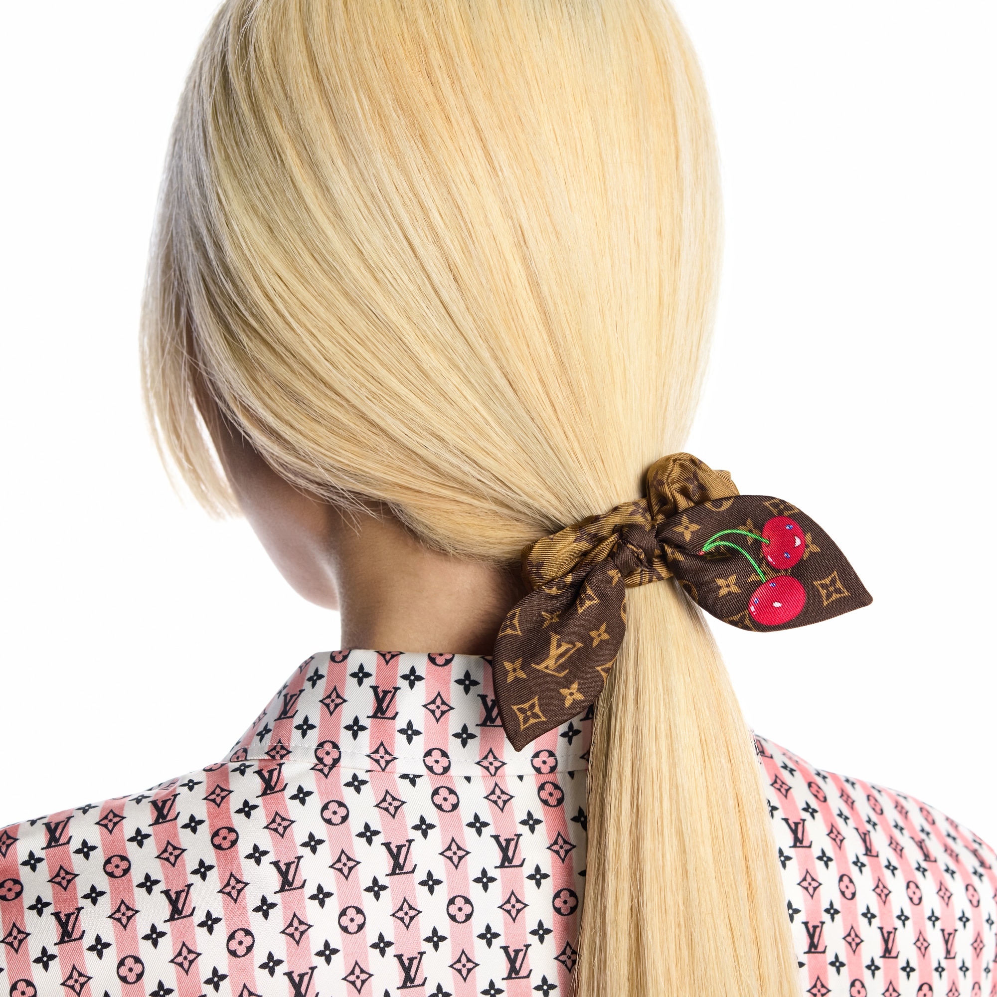 Louis Vuitton Pink Monogram Fabric Scrunchie Louis Vuitton LV X TM Monogram Cerises Silk Scrunchies Set  main image 3