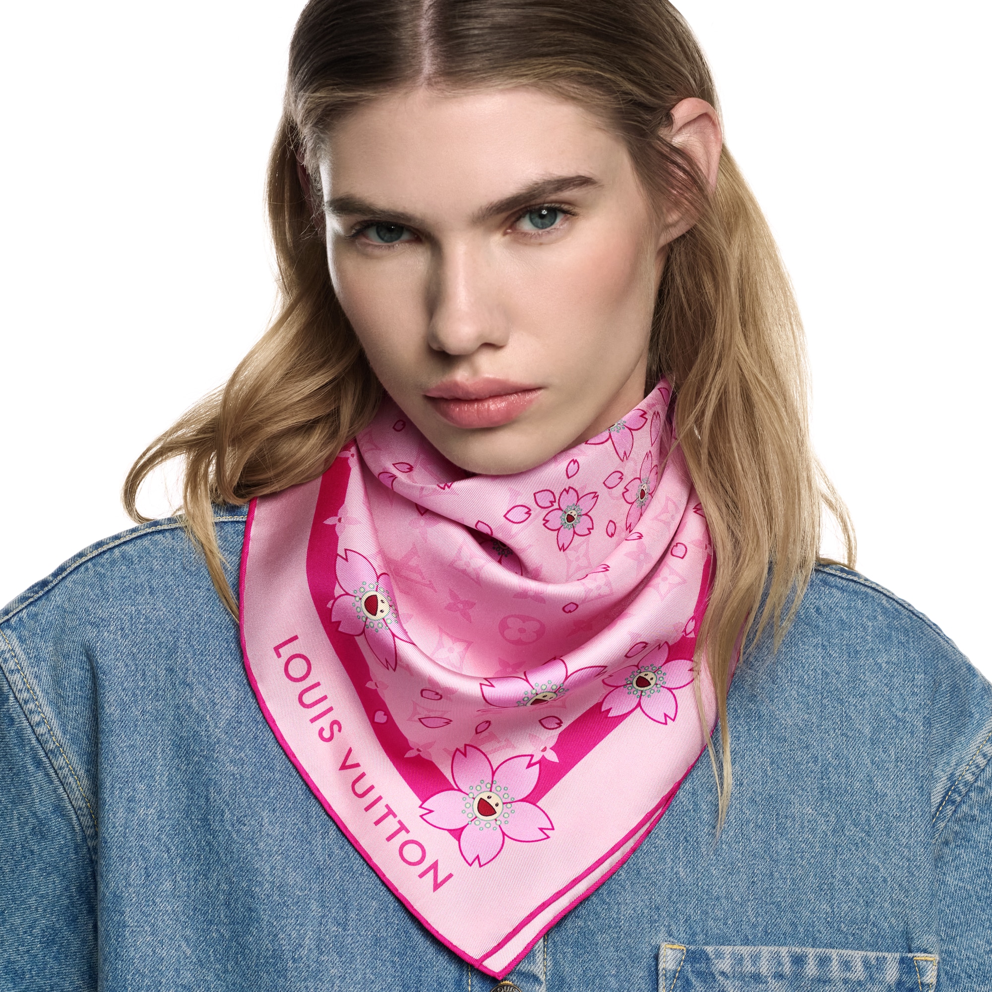 LV x TM Monogram Cherry Blossom Square 70 S00 in Women