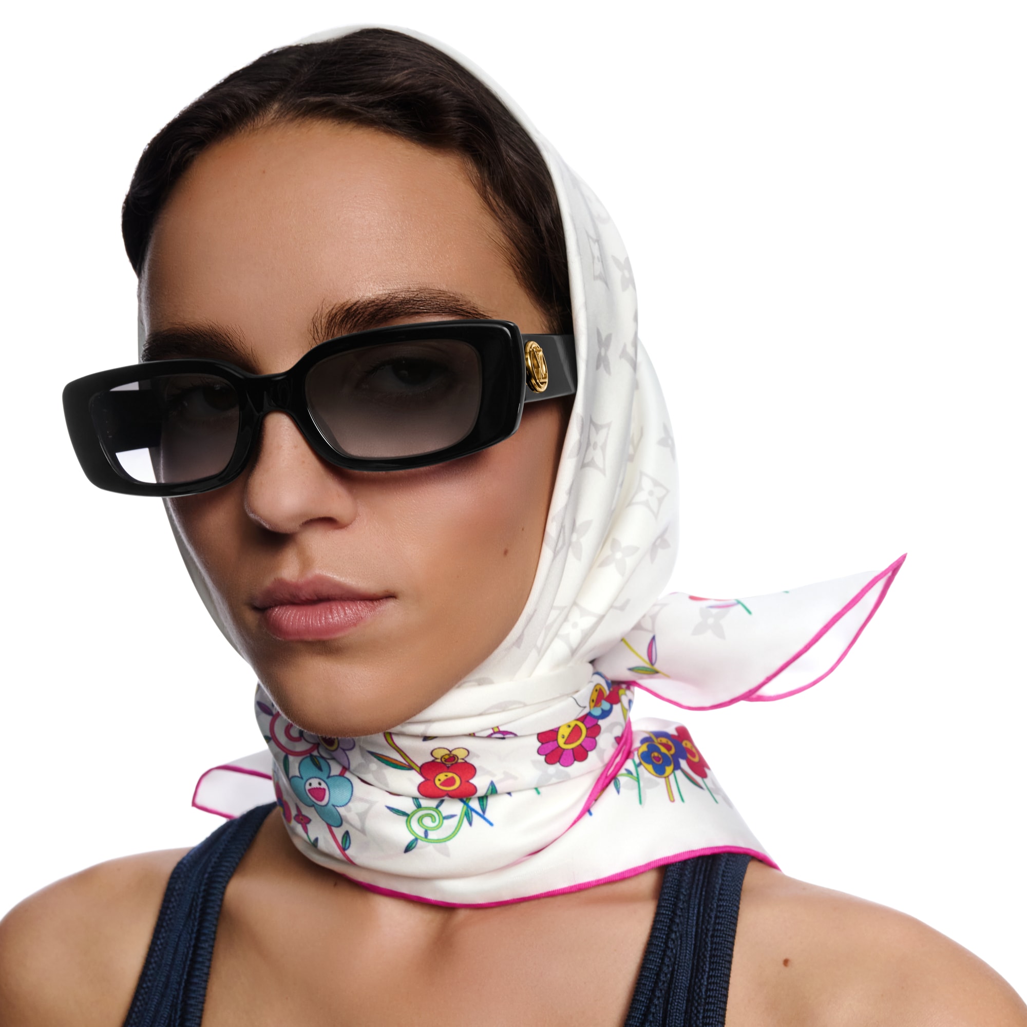 LV x TM Monogram Superflat Flowers Square 90 S00 in Women