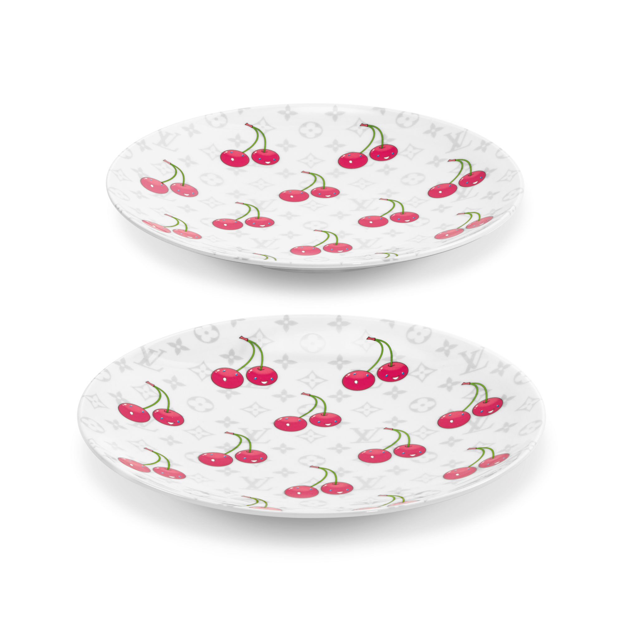 LV x TM Set of 2 Dessert Plates Monogram Cerises in Trunks, Travel and Home
