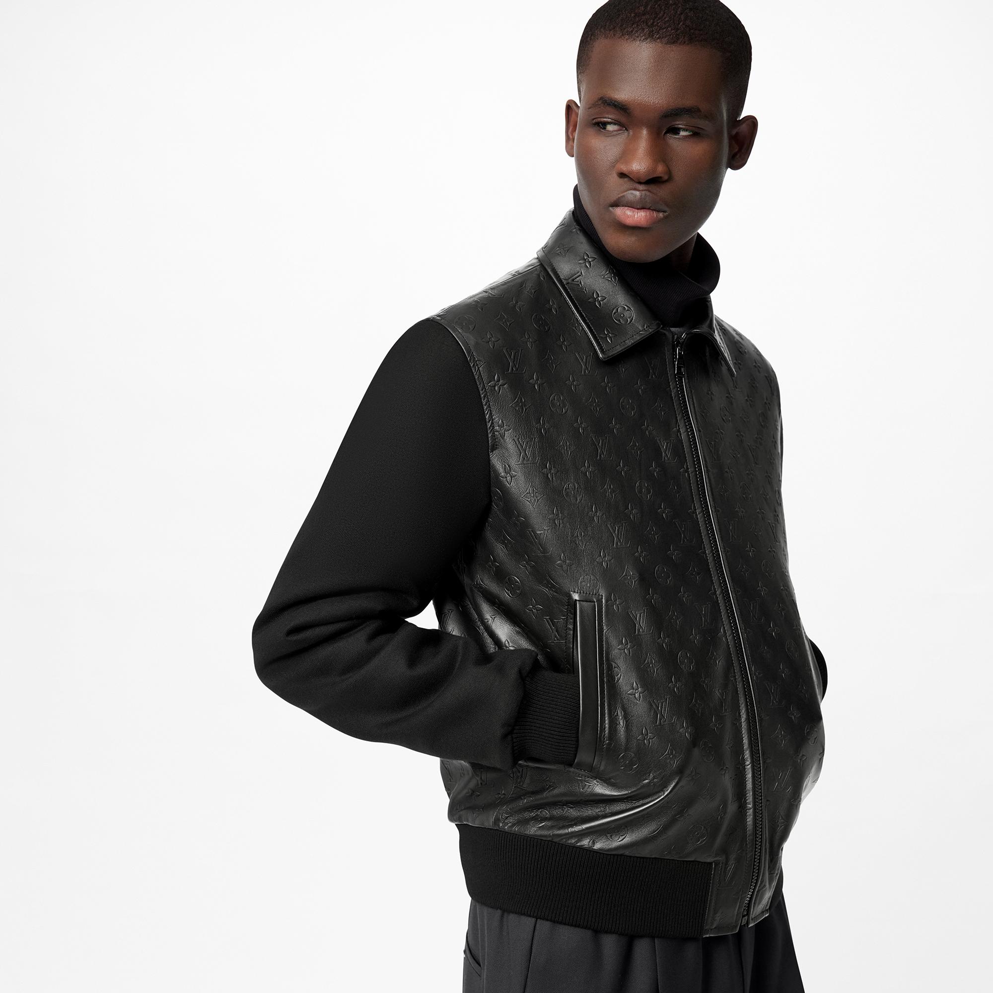 LVSE Embossed Monogram Mix Leather Blouson  in Men
