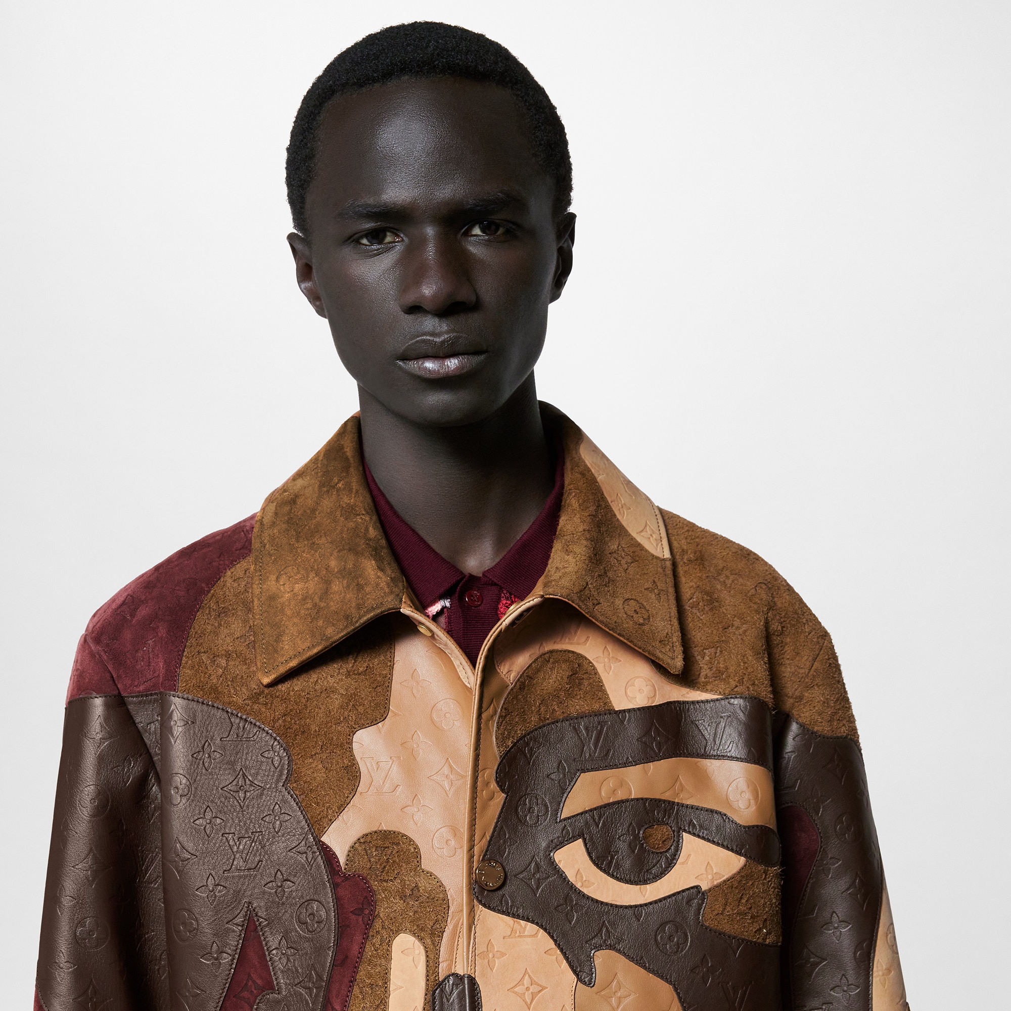 Made To Order Monogram Patchworked Portrait Leather Jacket  in Men