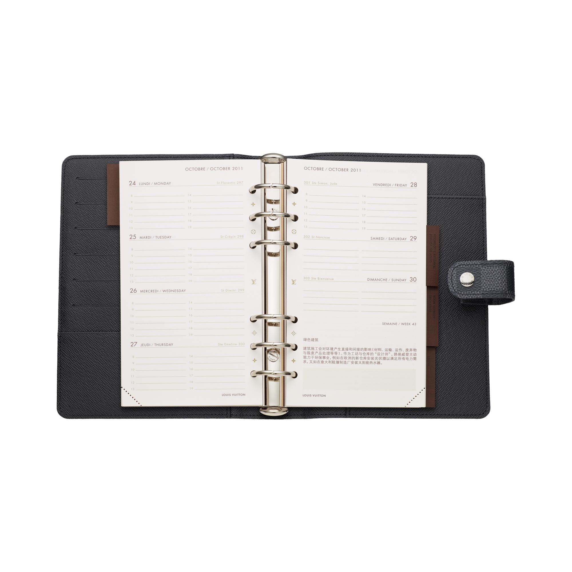 Medium Ring Agenda Cover Damier Graphite Canvas in Trunks, Travel and Home