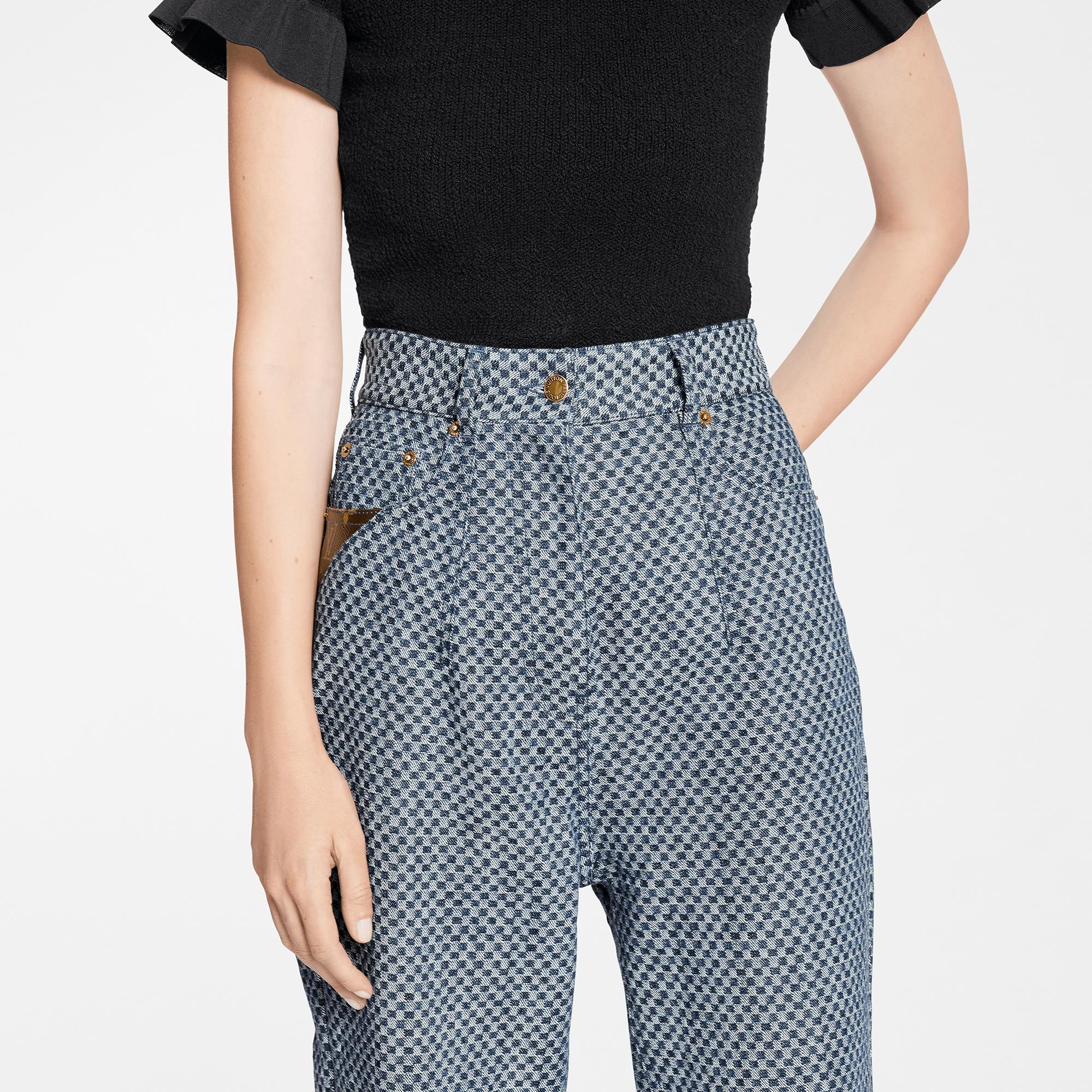 Mini Checkerboard Denim Carrot Pants 