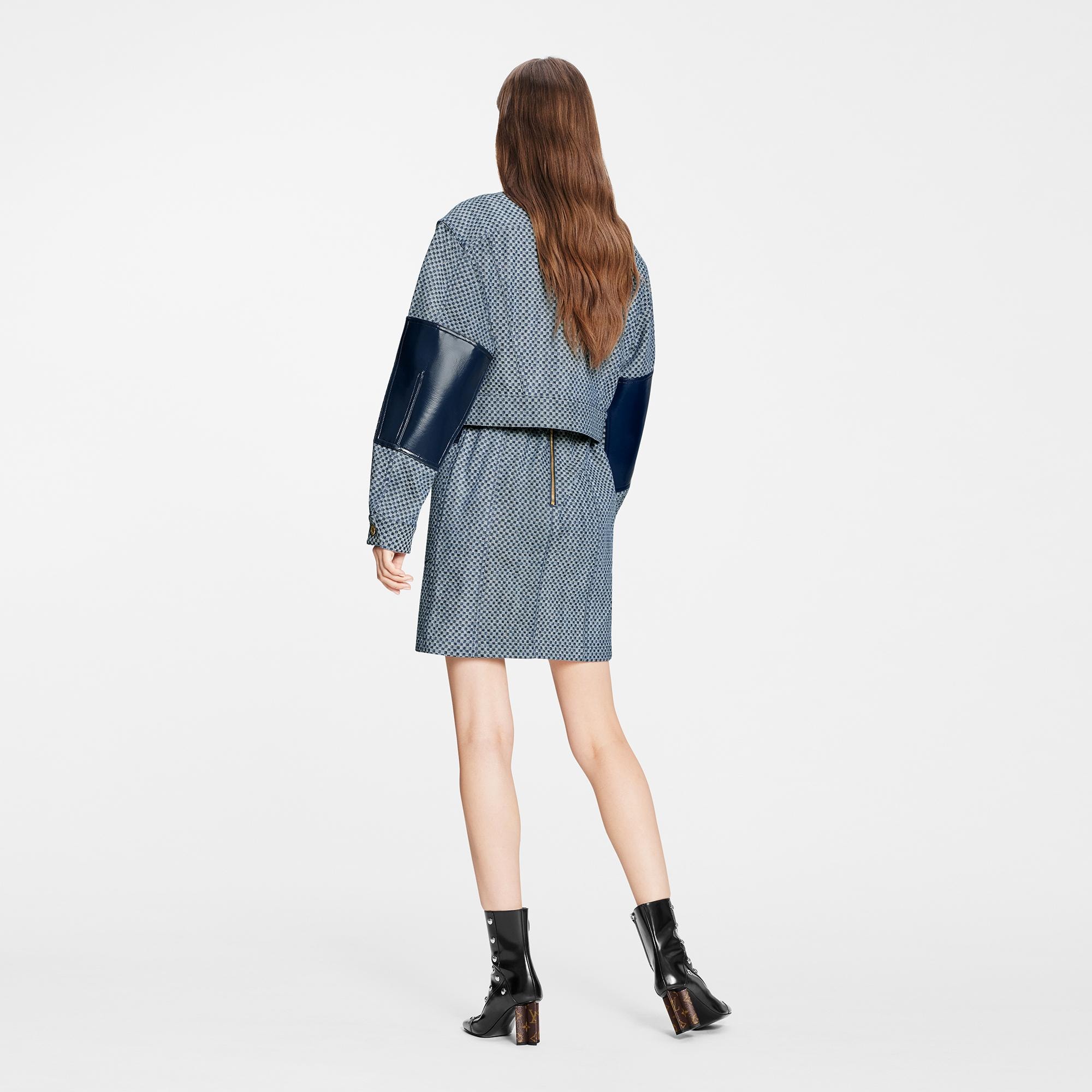 checkerboard denim jacket