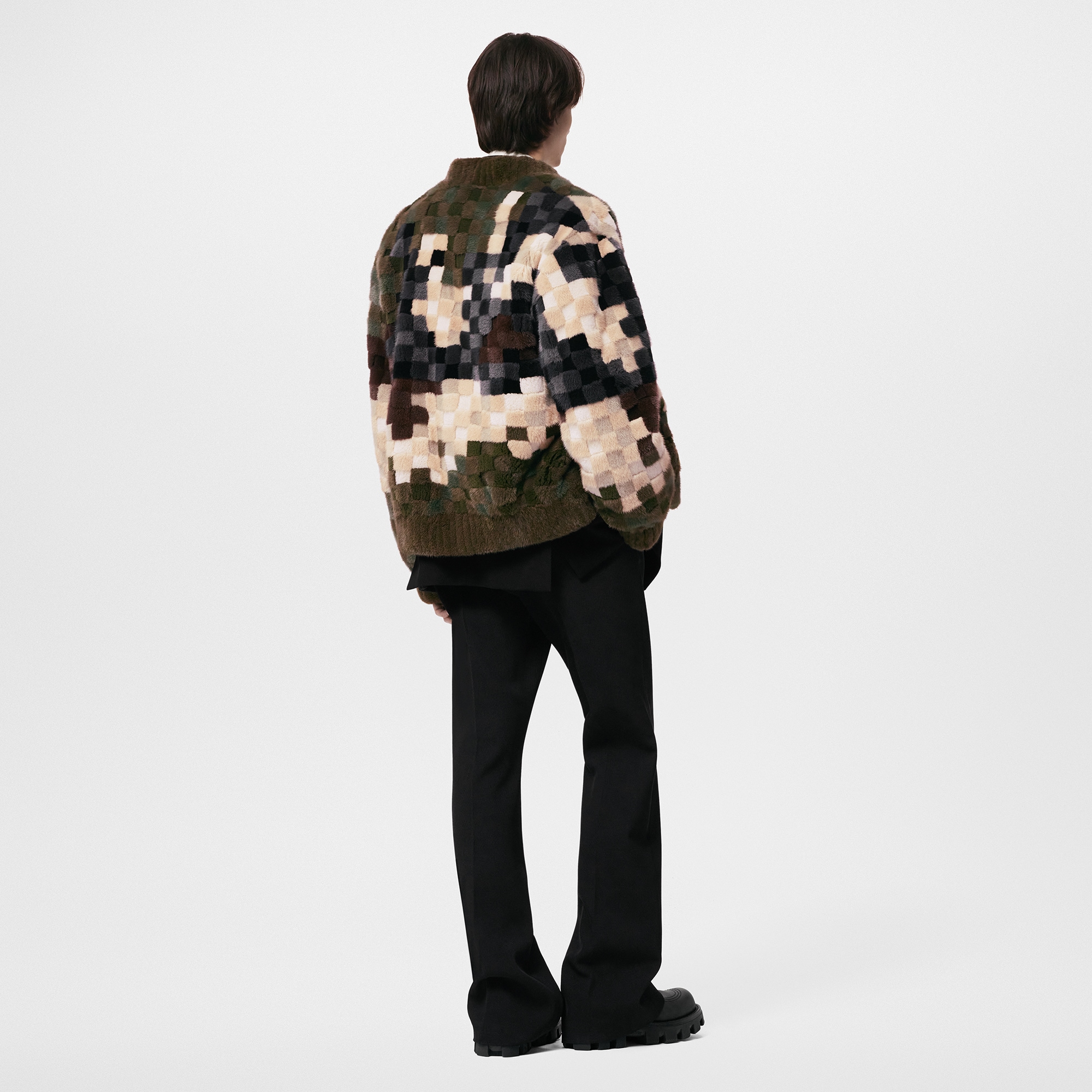 Mink Damier Intarsia Blouson  in Men