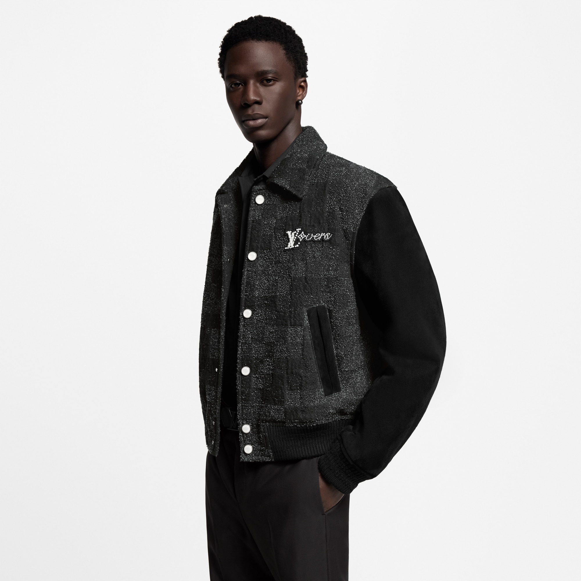 Mix Leather Varsity Blouson  in Men