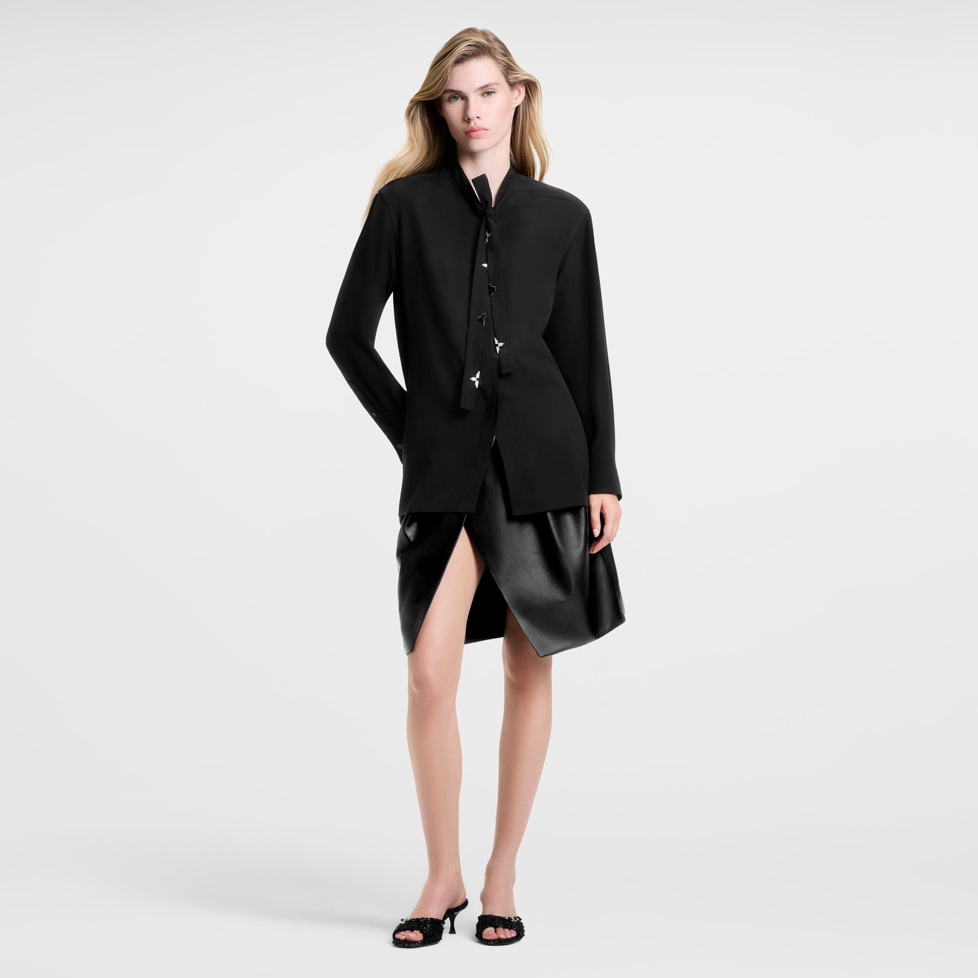 Monogram Accent Lavallière Blouse  in Women