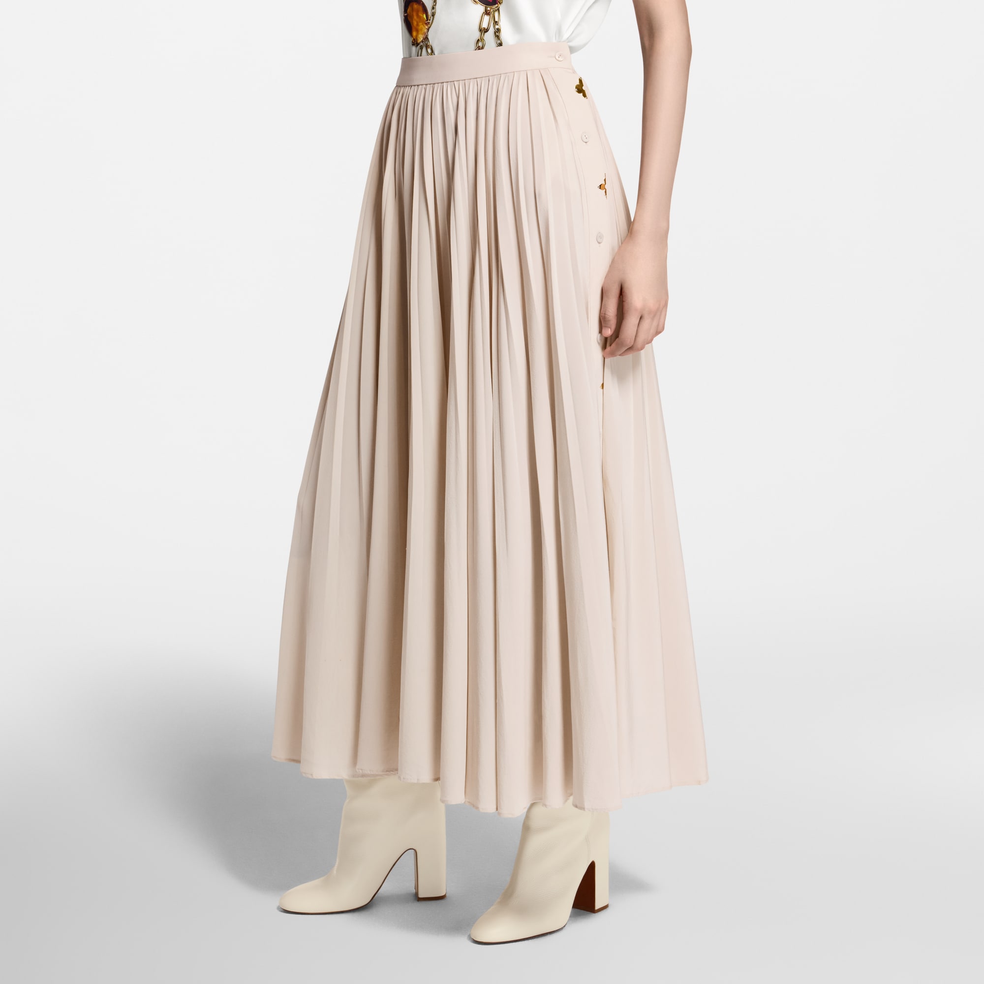 Monogram Accent Pleated Skirt  in Women