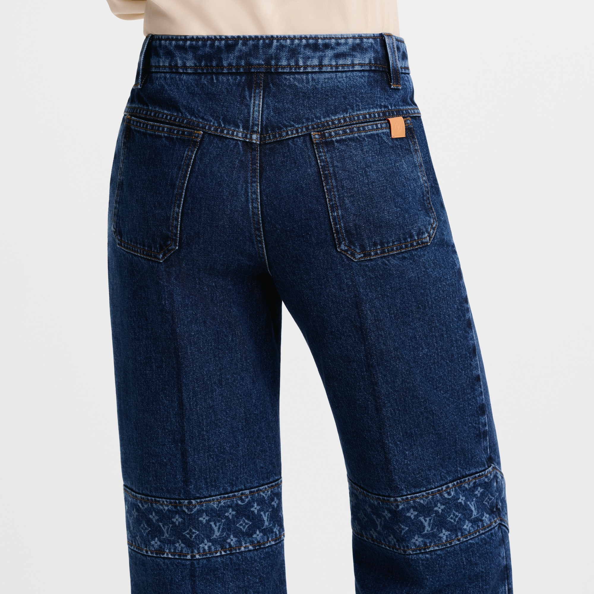 Monogram Accent Raw Denim Jeans  in Women