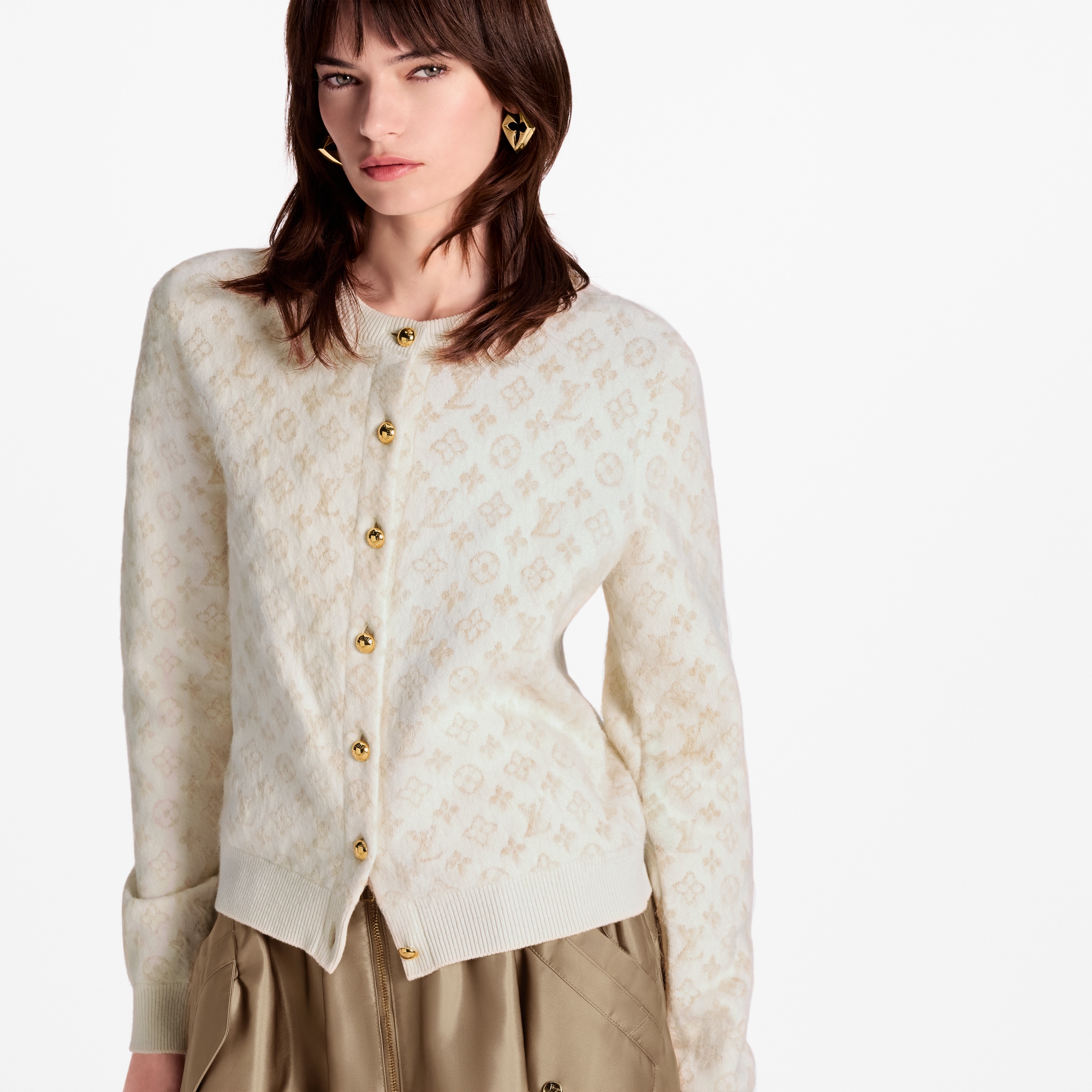 Monogram Brushed Knit Cardigan  in Women